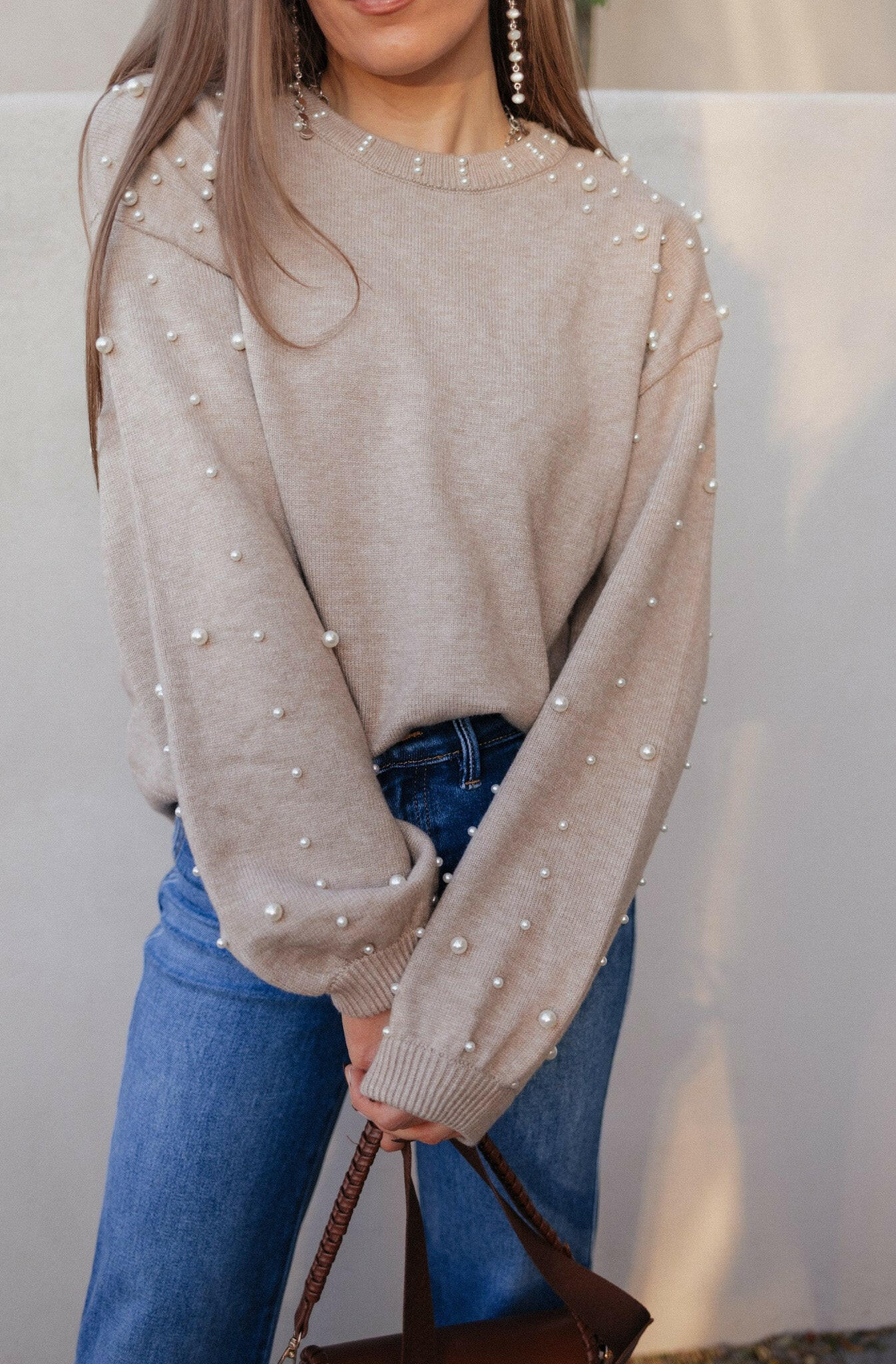 Pearly Chic Luxe Viscose Pearl Sweater-Sweaters-Krush Kandy, Women's Online Fashion Boutique Located in Phoenix, Arizona (Scottsdale Area)