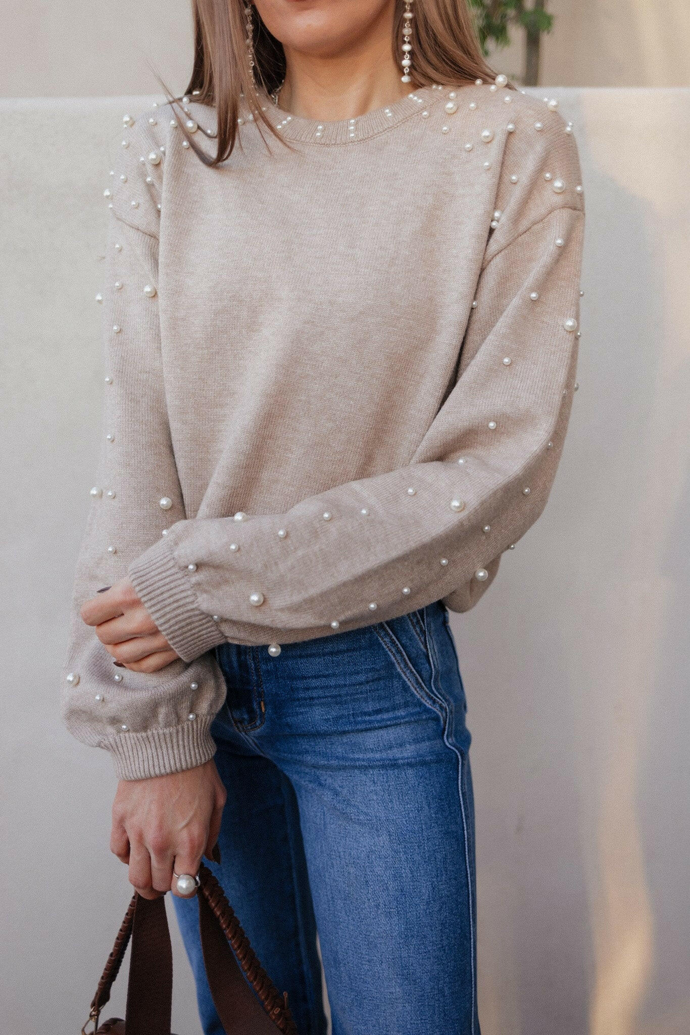 Pearly Chic Luxe Viscose Pearl Sweater-Sweaters-Krush Kandy, Women's Online Fashion Boutique Located in Phoenix, Arizona (Scottsdale Area)
