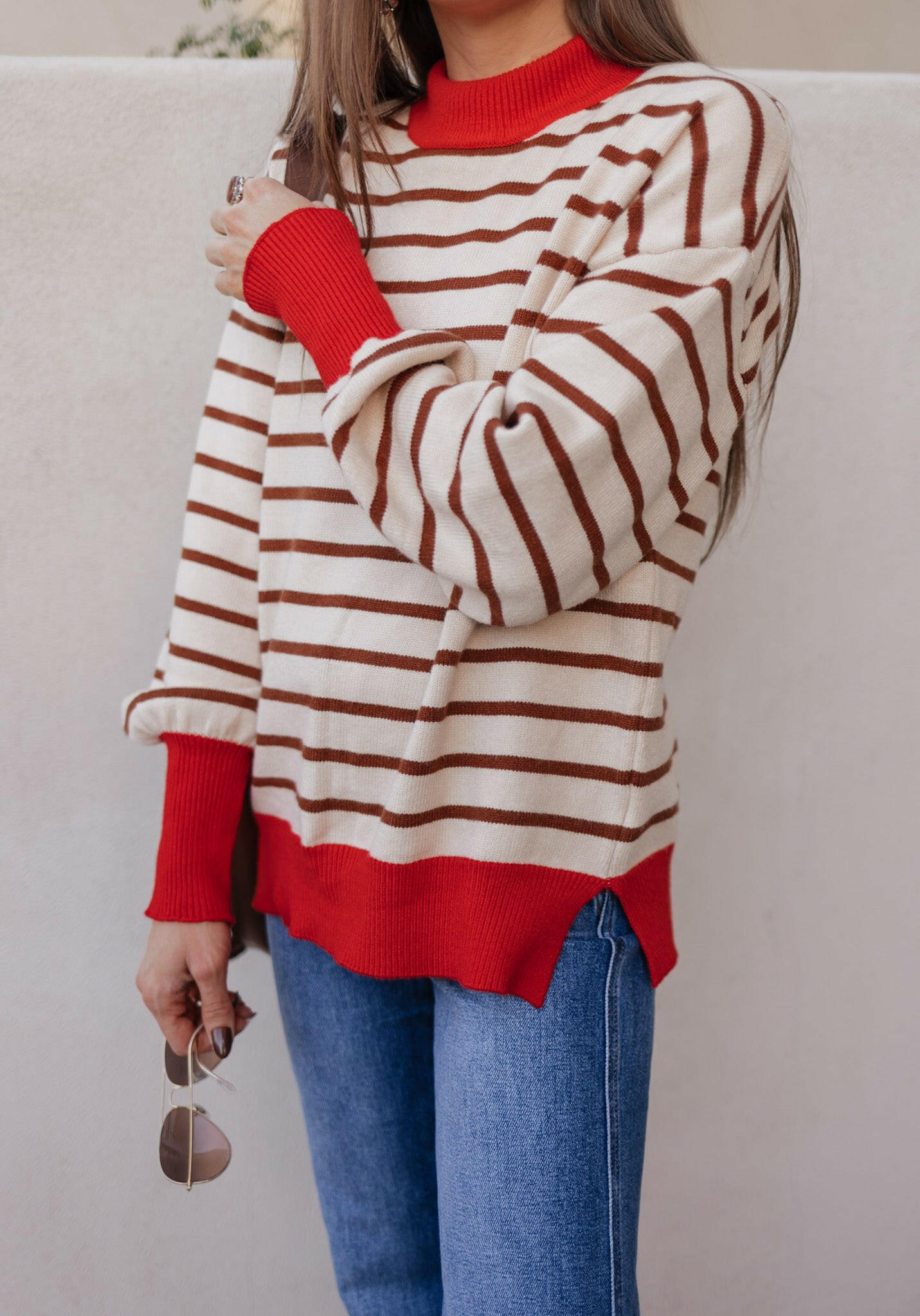 Krushed It Luxe Contrasting Striped Sweater-Sweaters-Krush Kandy, Women's Online Fashion Boutique Located in Phoenix, Arizona (Scottsdale Area)