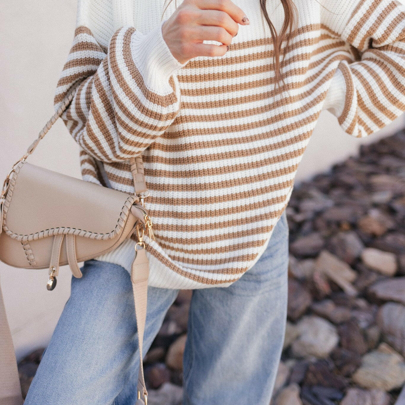 Comfy Chic Oversized Stripe Sweater-Sweaters-Krush Kandy, Women's Online Fashion Boutique Located in Phoenix, Arizona (Scottsdale Area)