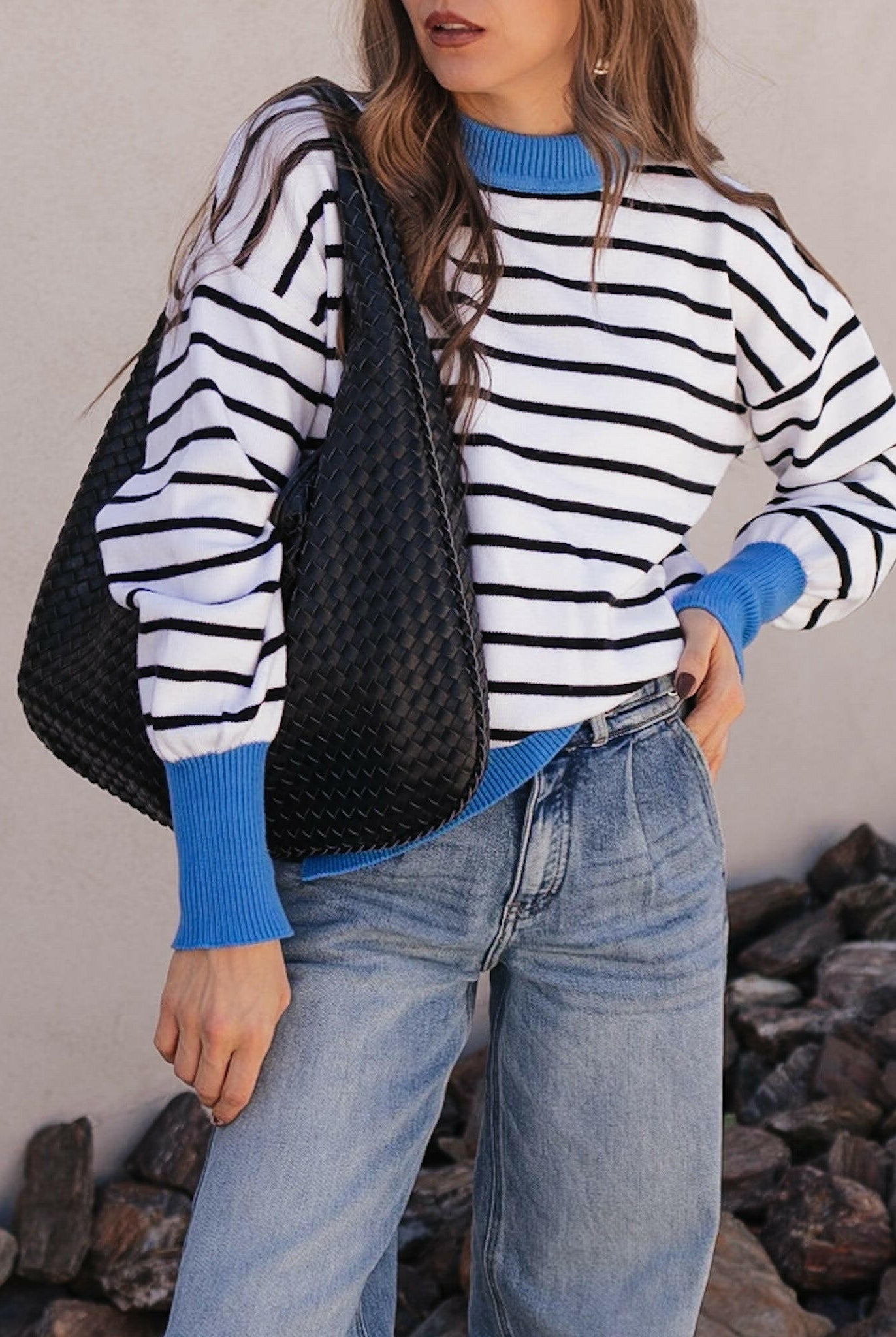 Krushed It Luxe Contrasting Striped Sweater-Sweaters-Krush Kandy, Women's Online Fashion Boutique Located in Phoenix, Arizona (Scottsdale Area)