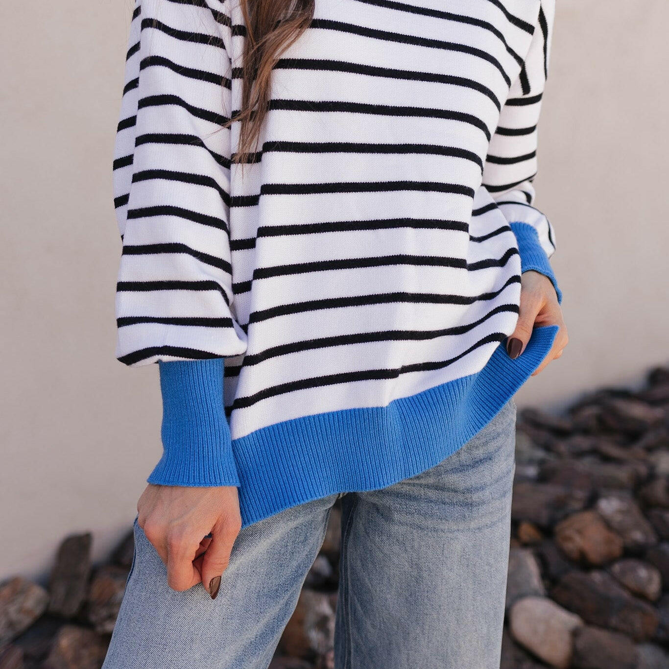 Krushed It Luxe Contrasting Striped Sweater-Sweaters-Krush Kandy, Women's Online Fashion Boutique Located in Phoenix, Arizona (Scottsdale Area)