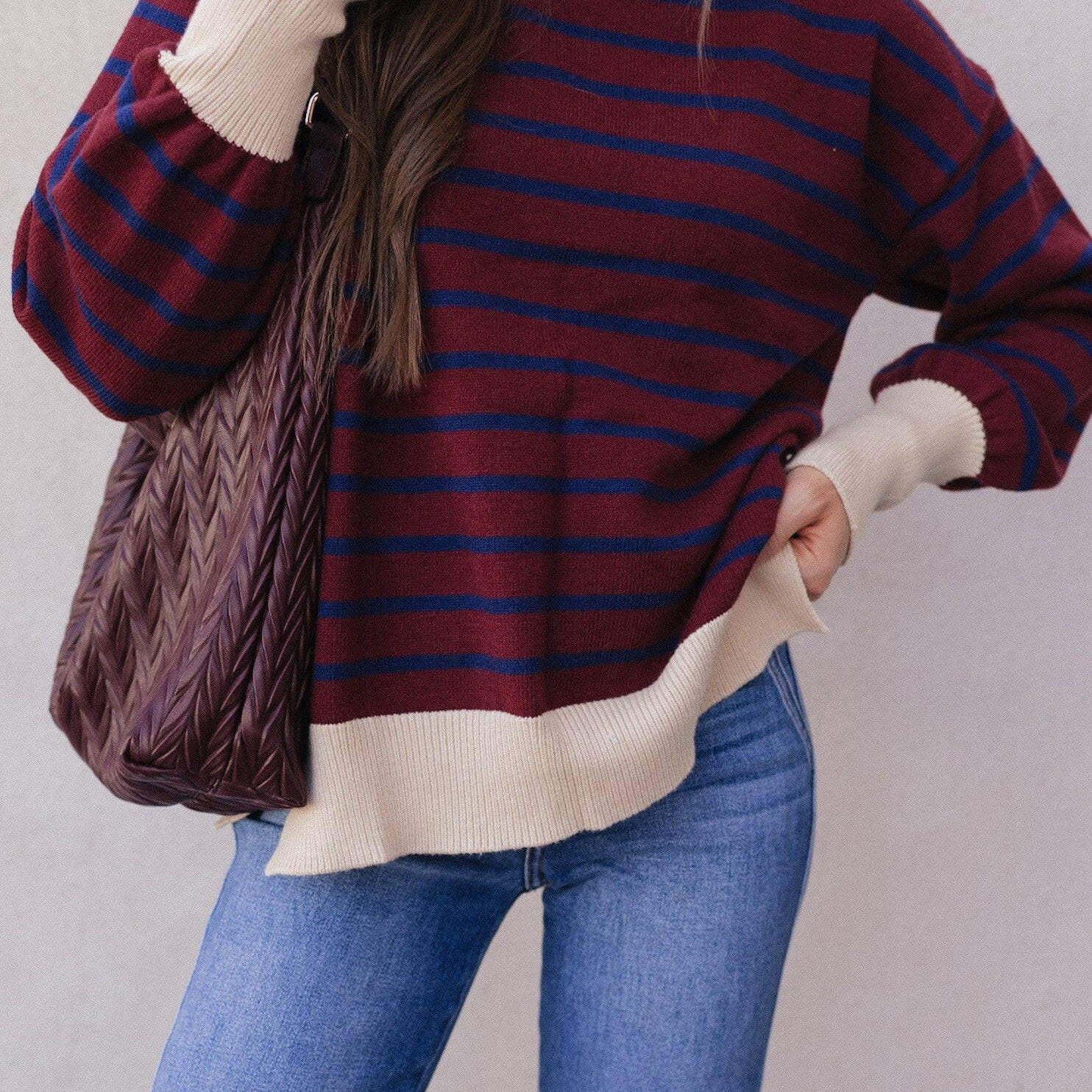 Krushed It Luxe Contrasting Striped Sweater-Sweaters-Krush Kandy, Women's Online Fashion Boutique Located in Phoenix, Arizona (Scottsdale Area)