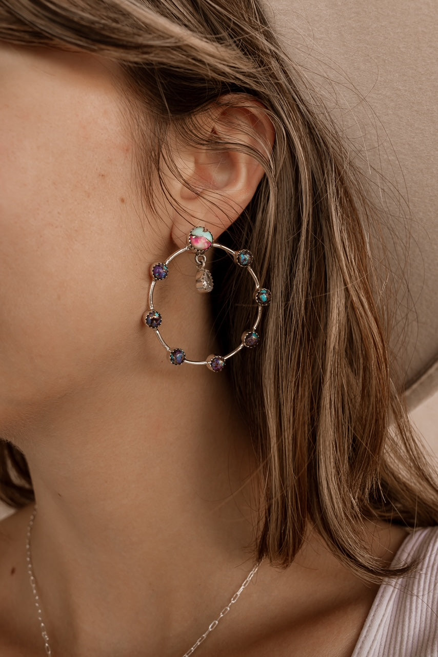 Mystic Dreamer Stone Hoop Earrings-Earrings-Krush Kandy, Women's Online Fashion Boutique Located in Phoenix, Arizona (Scottsdale Area)