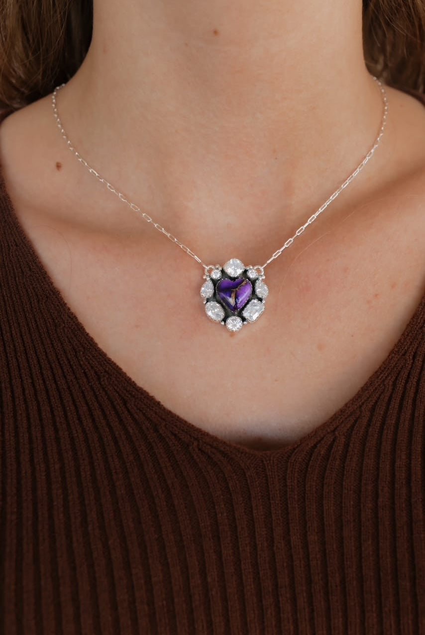 Blinging Heart Necklace sno 31-Necklaces-Krush Kandy, Women's Online Fashion Boutique Located in Phoenix, Arizona (Scottsdale Area)