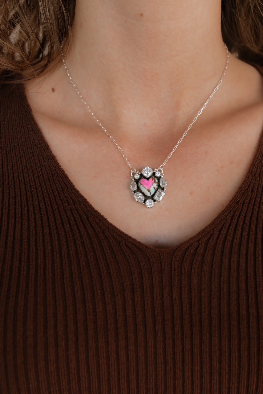 Blinging Heart Necklace sno 31-Necklaces-Krush Kandy, Women's Online Fashion Boutique Located in Phoenix, Arizona (Scottsdale Area)