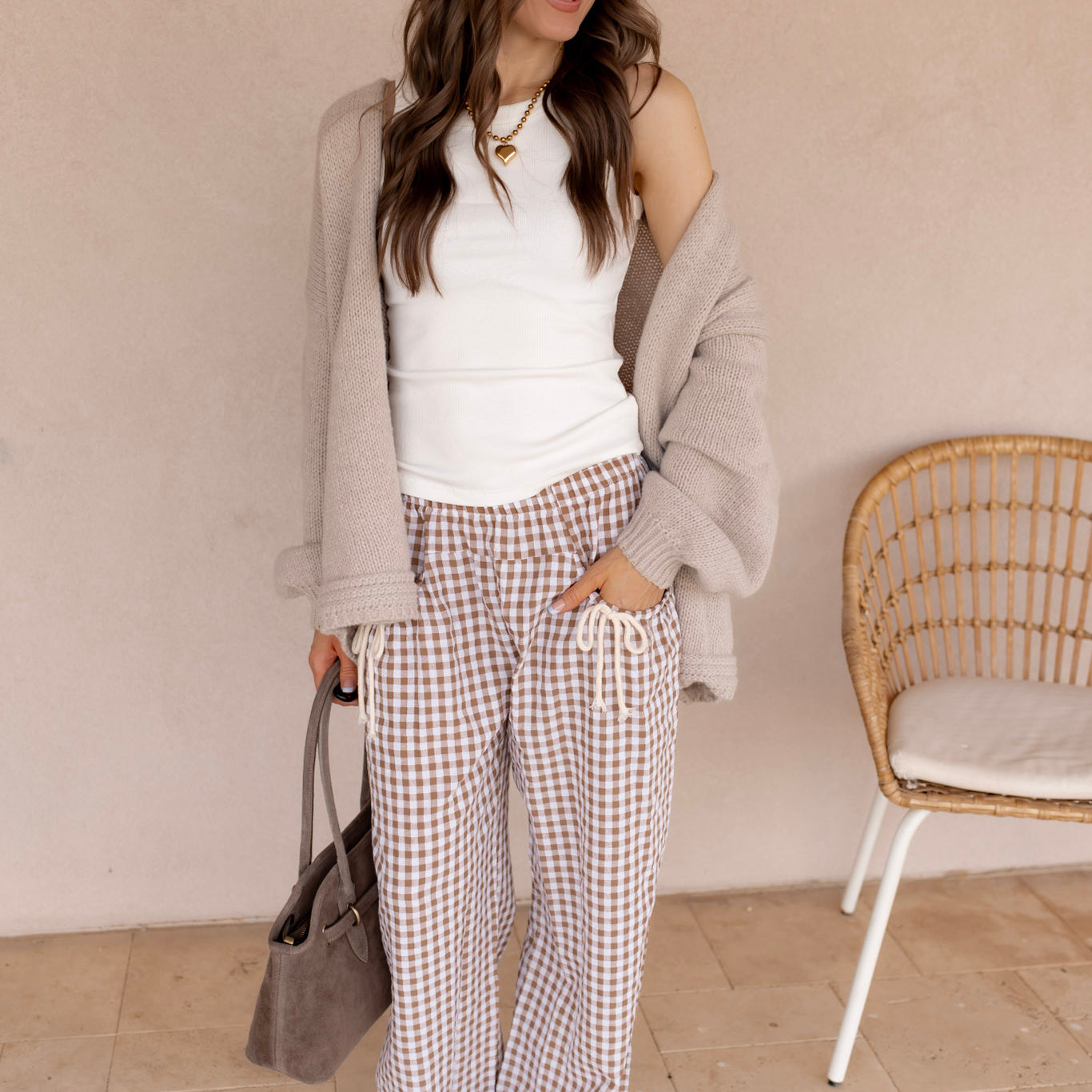 Picnic Day Drawstring Pocket Palazzo Pants