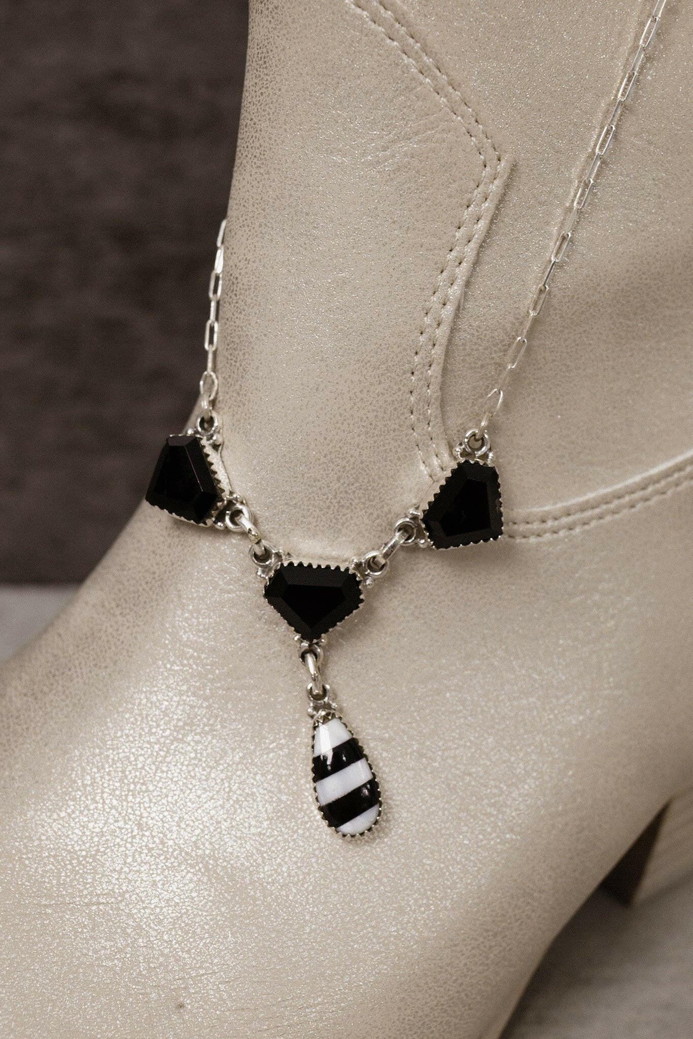 Lydia's Stripe Stone Set-Chain Necklaces-Krush Kandy, Women's Online Fashion Boutique Located in Phoenix, Arizona (Scottsdale Area)