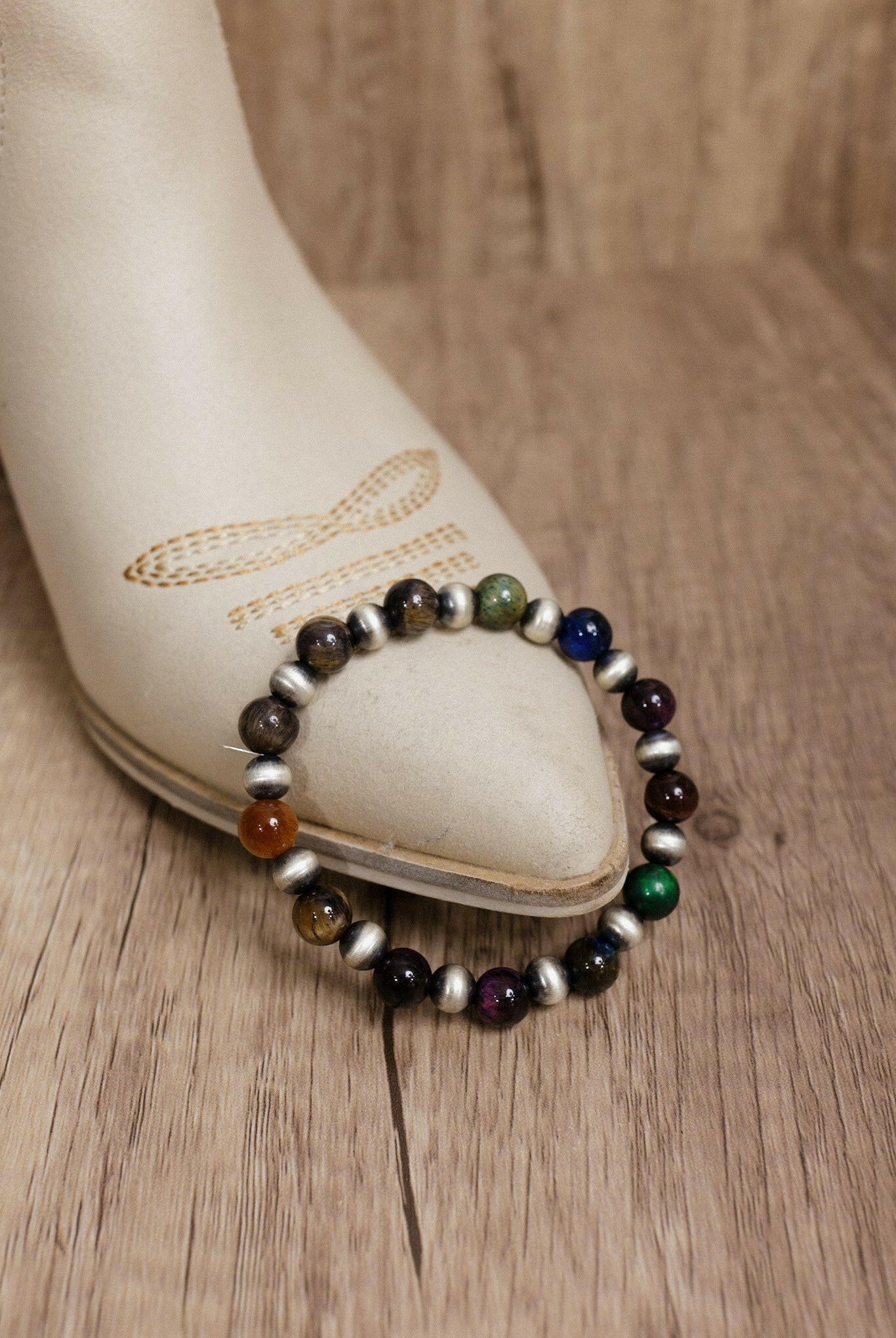 Multi Tigers Eye Beaded Stretch Bracelet-Bracelets-Krush Kandy, Women's Online Fashion Boutique Located in Phoenix, Arizona (Scottsdale Area)
