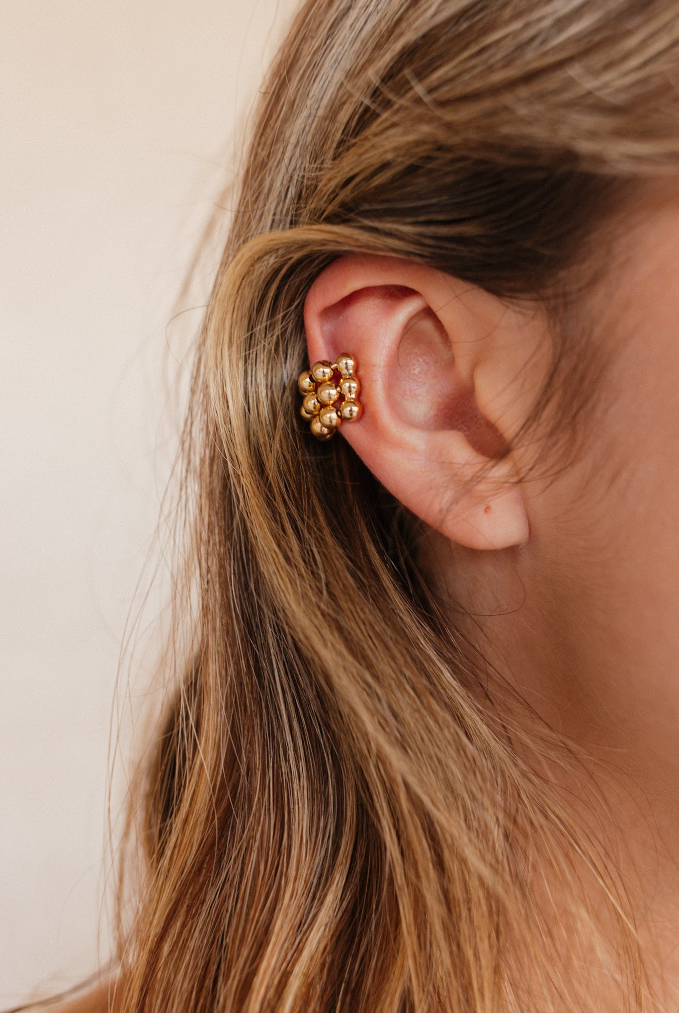 Good Life Triple Layer Beaded Ball Cuff Earring-Earrings-Krush Kandy, Women's Online Fashion Boutique Located in Phoenix, Arizona (Scottsdale Area)