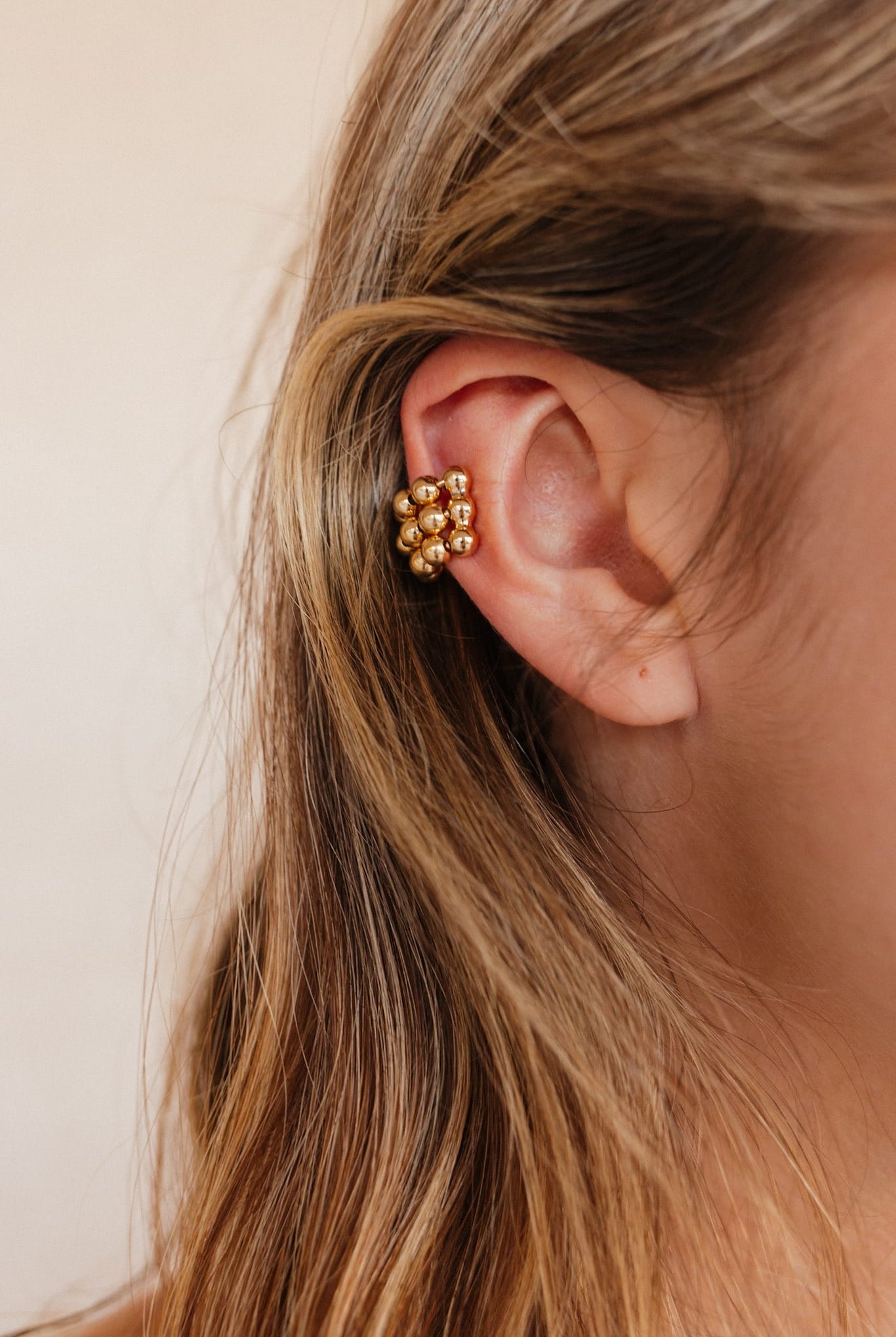 Good Life Triple Layer Beaded Ball Cuff Earring-Earrings-Krush Kandy, Women's Online Fashion Boutique Located in Phoenix, Arizona (Scottsdale Area)