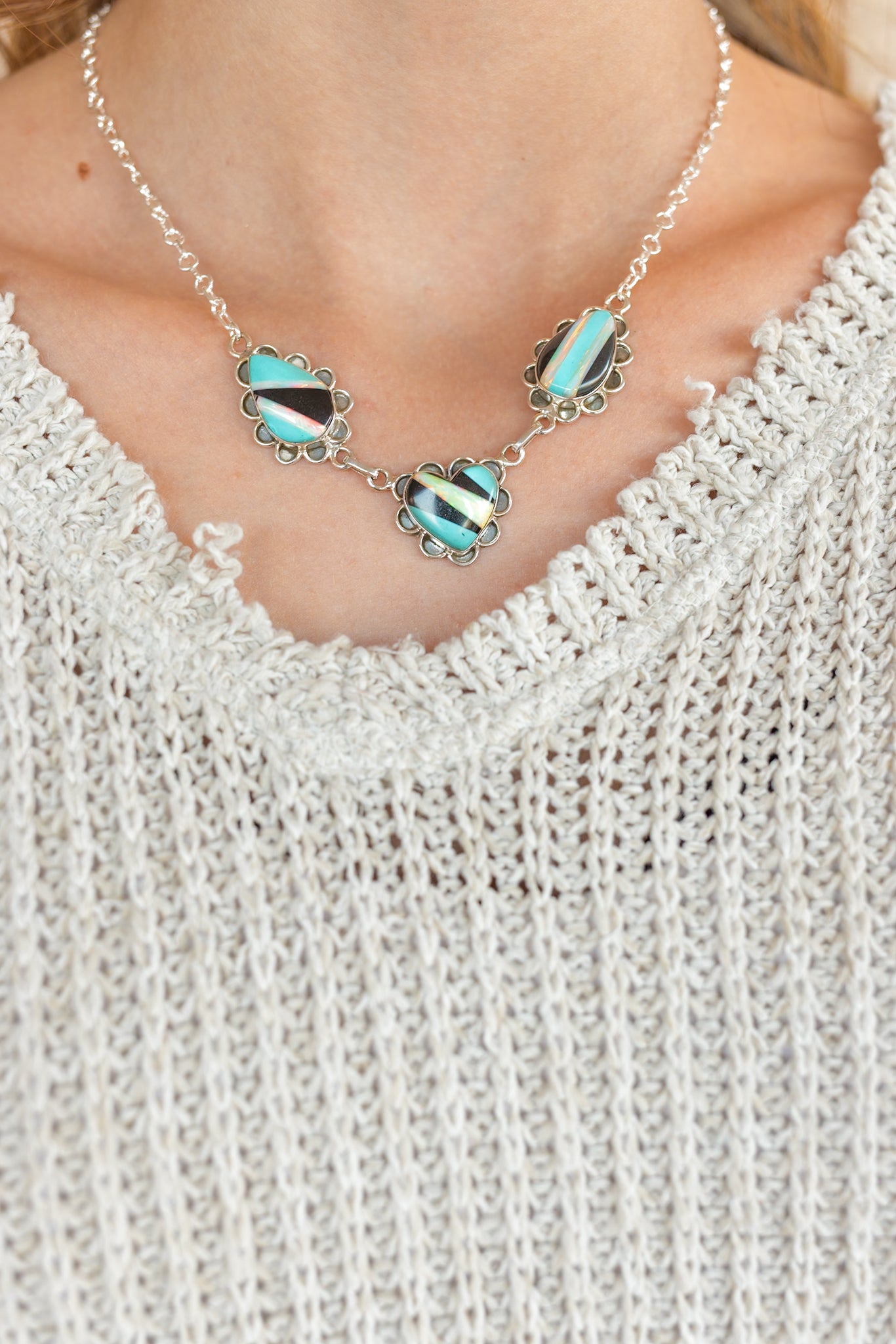 Multi Stone Cut Three Stone Necklaces-Necklaces-Krush Kandy, Women's Online Fashion Boutique Located in Phoenix, Arizona (Scottsdale Area)