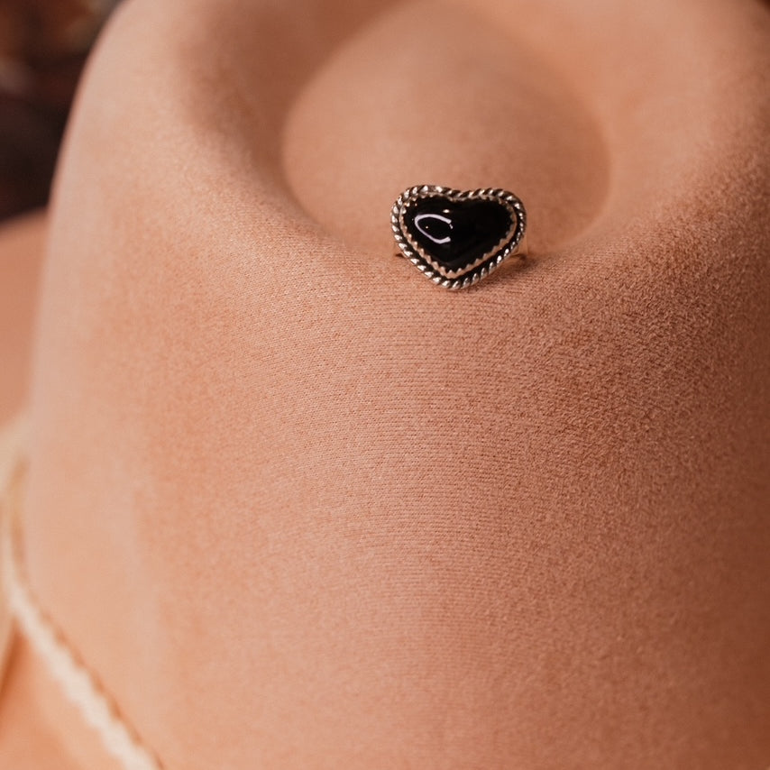 Solid Band Heart Single Stone Ring-Statement Rings-Krush Kandy, Women's Online Fashion Boutique Located in Phoenix, Arizona (Scottsdale Area)