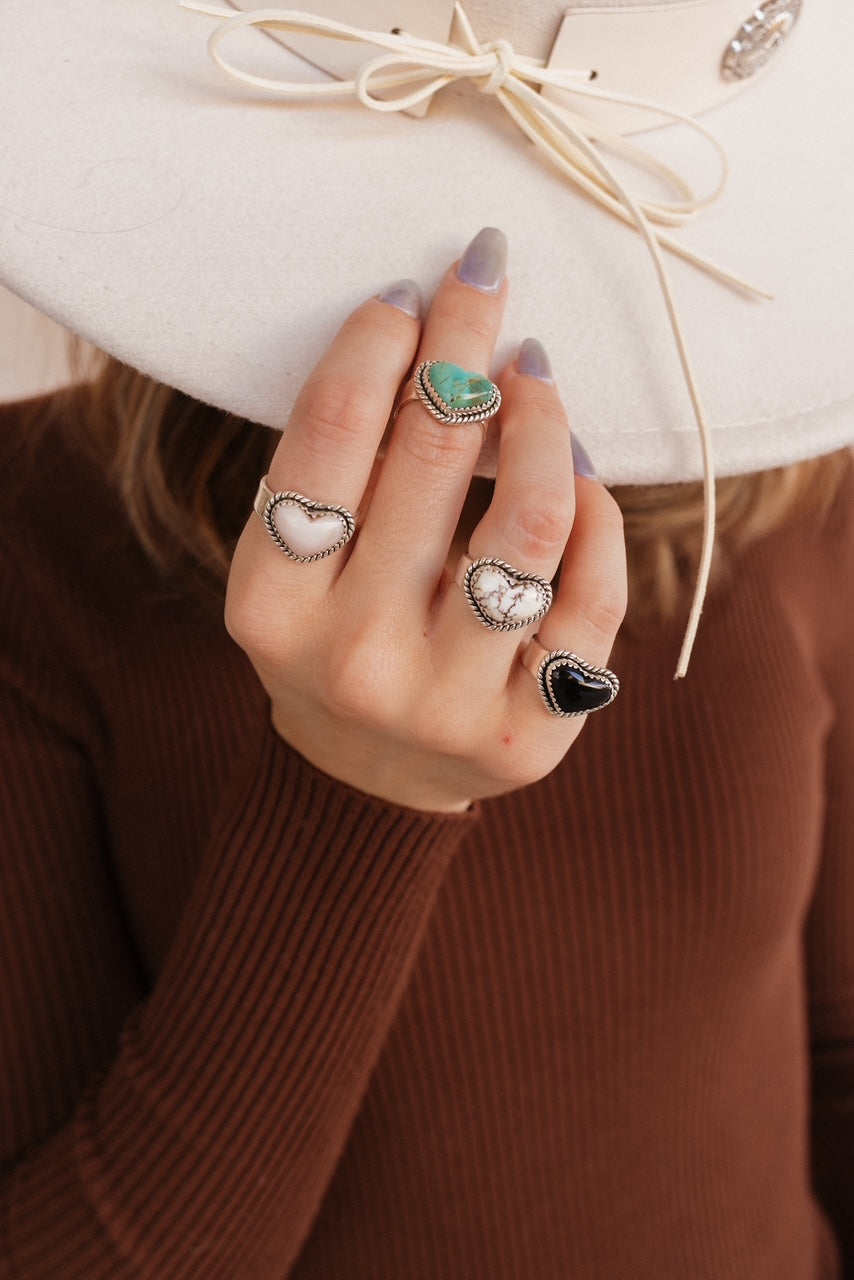 Solid Band Heart Single Stone Ring-Statement Rings-Krush Kandy, Women's Online Fashion Boutique Located in Phoenix, Arizona (Scottsdale Area)