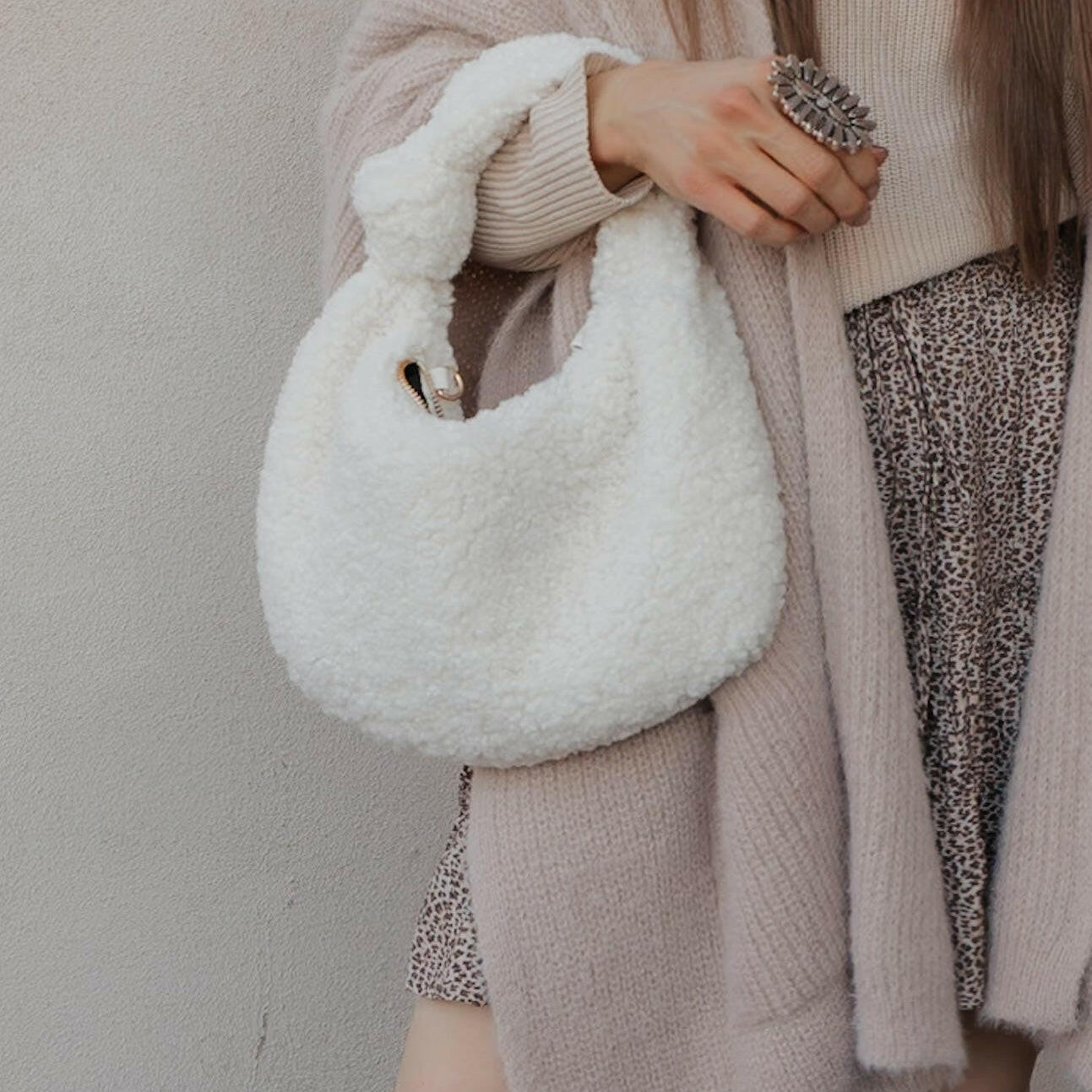 Charlene Sherpa Shearling Shoulder Bag-Purses & Bags-Krush Kandy, Women's Online Fashion Boutique Located in Phoenix, Arizona (Scottsdale Area)
