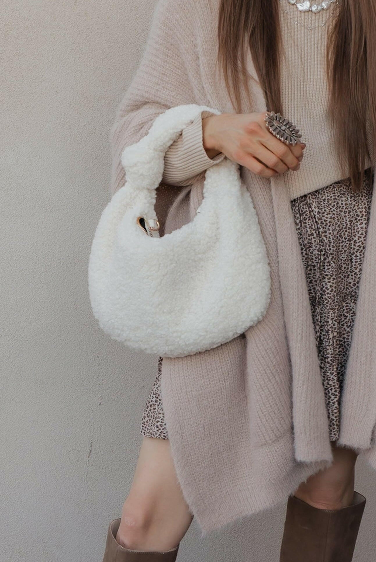 Charlene Sherpa Shearling Shoulder Bag-Purses & Bags-Krush Kandy, Women's Online Fashion Boutique Located in Phoenix, Arizona (Scottsdale Area)