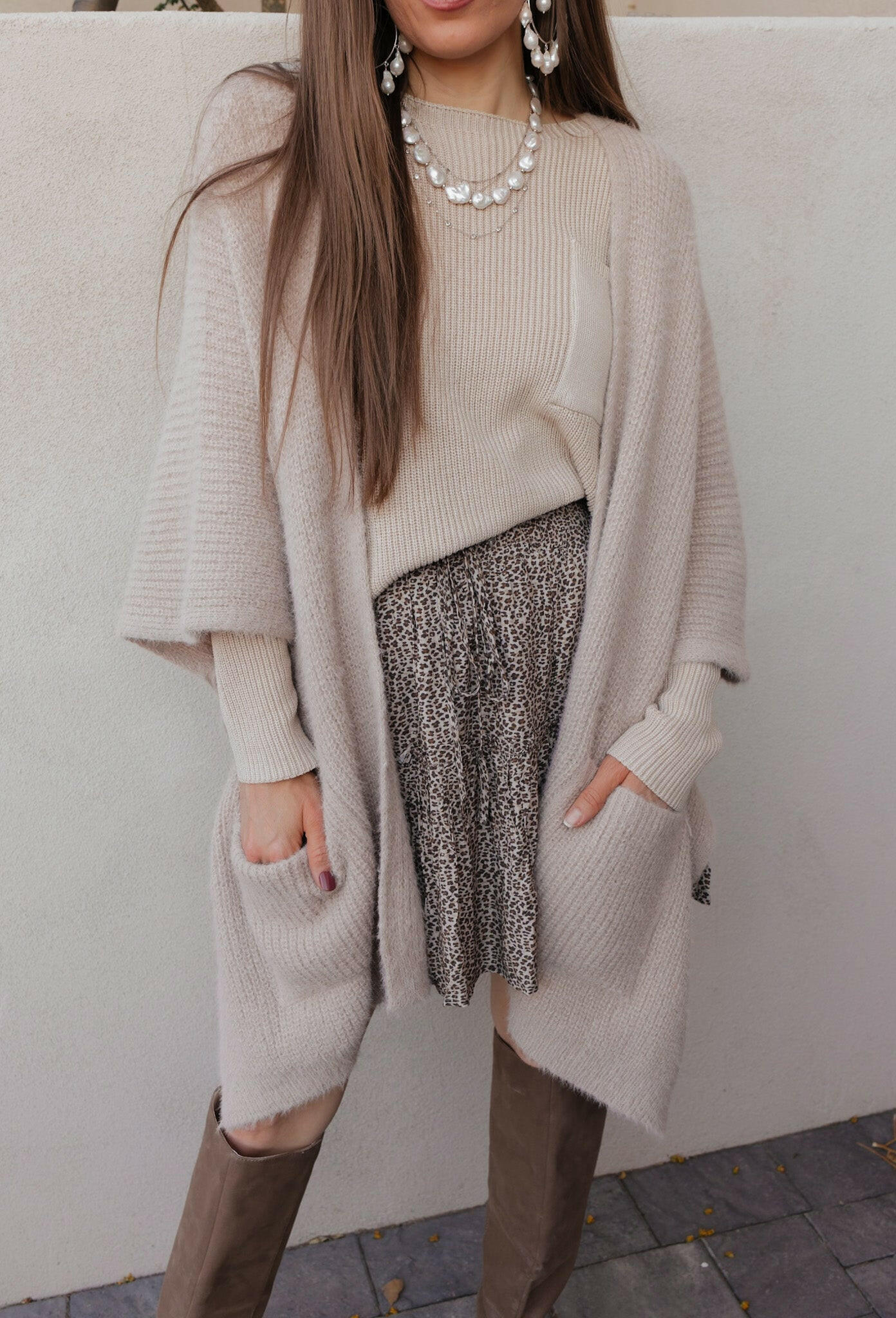 Boucle Cozy Ruana w/ Pockets-Cardigans-Krush Kandy, Women's Online Fashion Boutique Located in Phoenix, Arizona (Scottsdale Area)