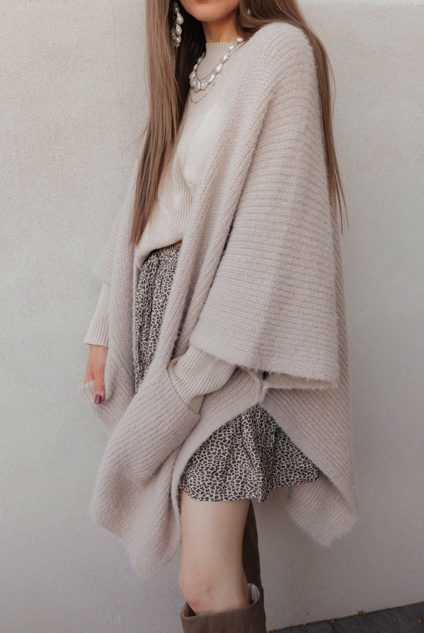 Boucle Cozy Ruana w/ Pockets-Cardigans-Krush Kandy, Women's Online Fashion Boutique Located in Phoenix, Arizona (Scottsdale Area)