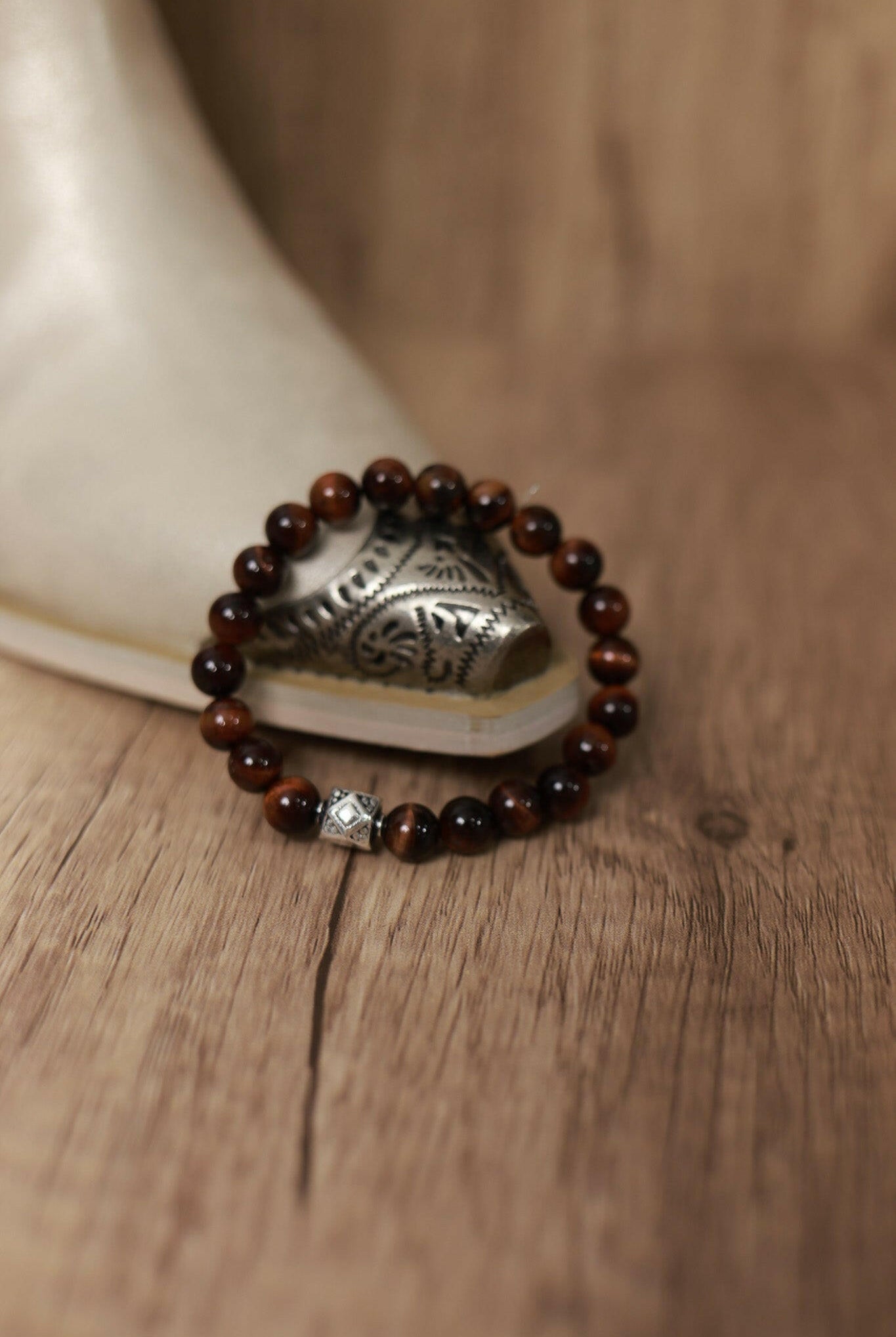 Red Tigers Eye Beaded Stretch Bracelet-Bracelets-Krush Kandy, Women's Online Fashion Boutique Located in Phoenix, Arizona (Scottsdale Area)