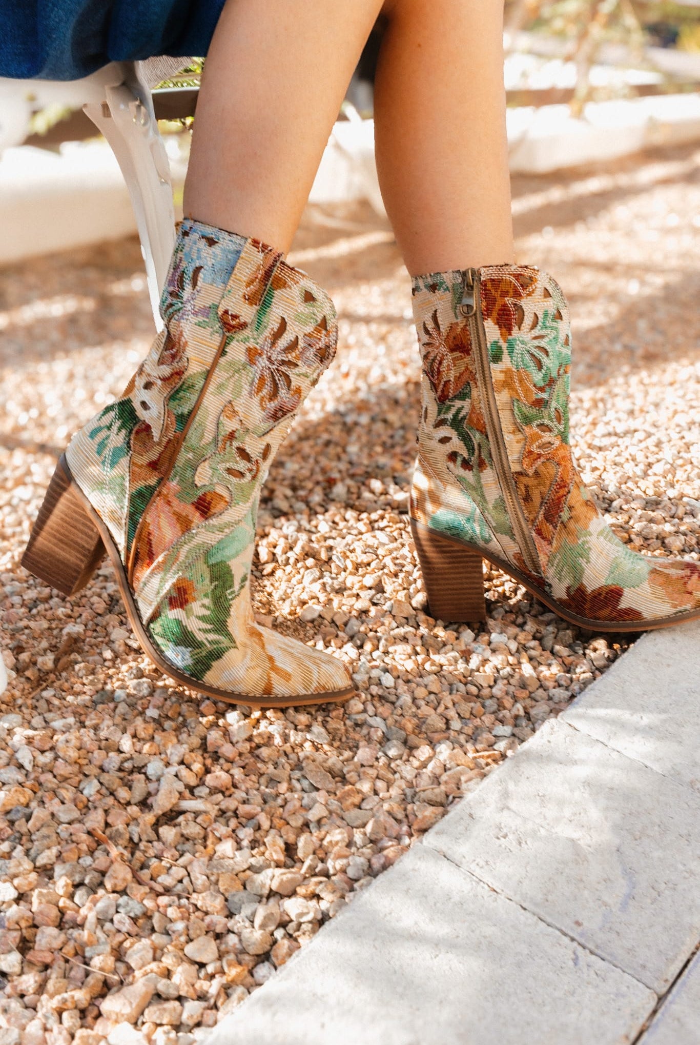 Floral Tapestry Western Bootie-Boots-Krush Kandy, Women's Online Fashion Boutique Located in Phoenix, Arizona (Scottsdale Area)