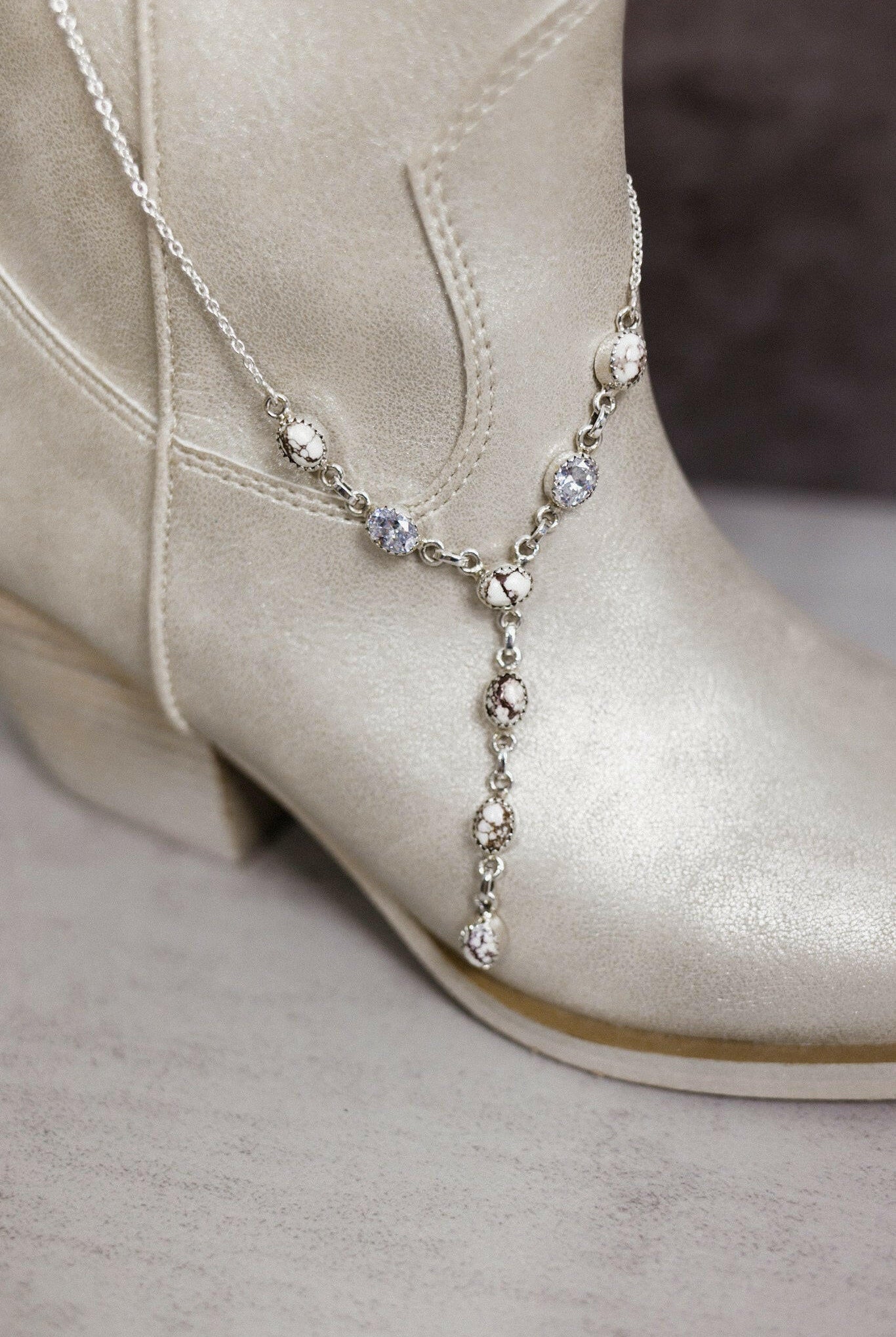 Krystal Krushed Stone Lariat Necklace-Chain Necklaces-Krush Kandy, Women's Online Fashion Boutique Located in Phoenix, Arizona (Scottsdale Area)