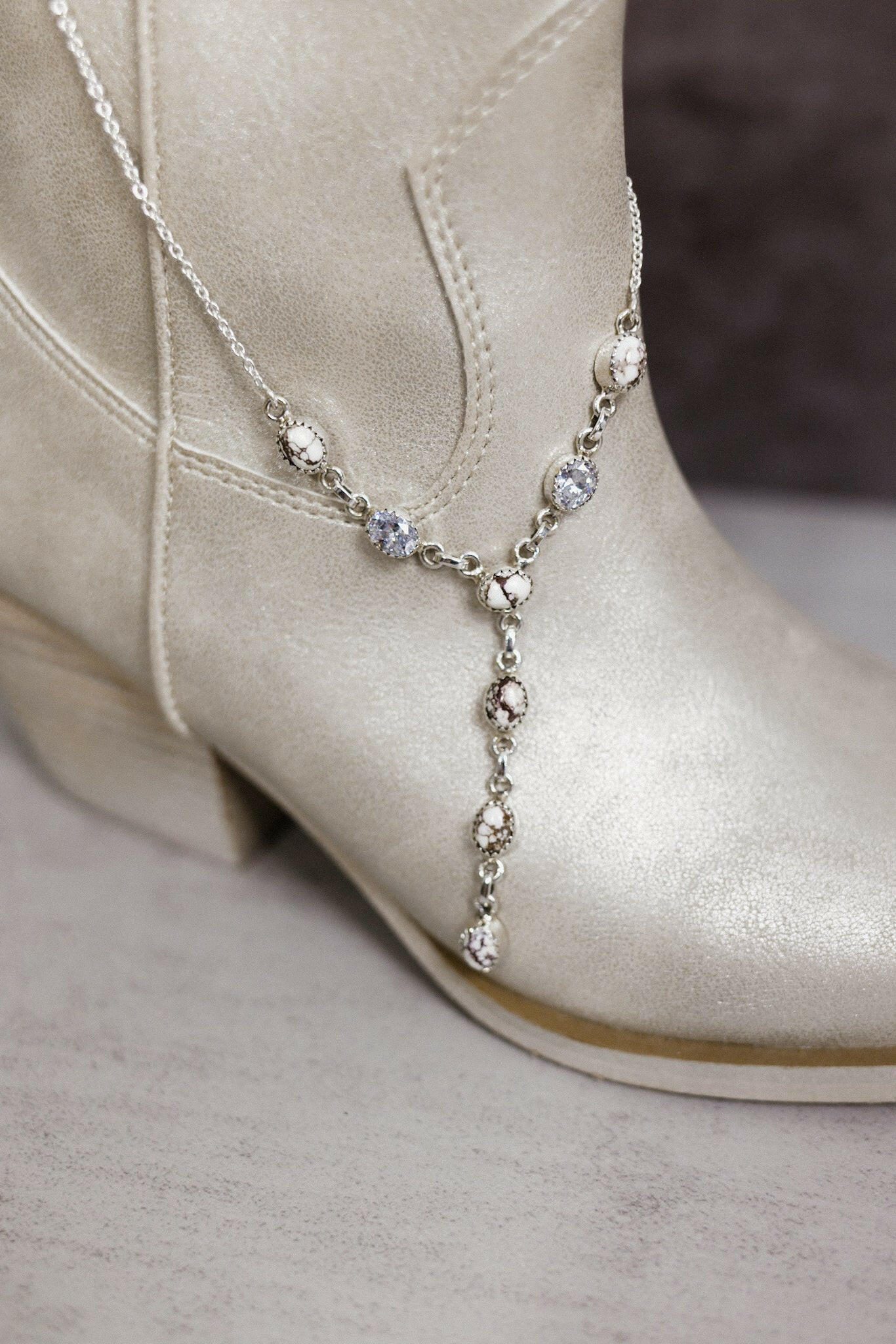 Krystal Krushed Stone Lariat Necklace-Chain Necklaces-Krush Kandy, Women's Online Fashion Boutique Located in Phoenix, Arizona (Scottsdale Area)