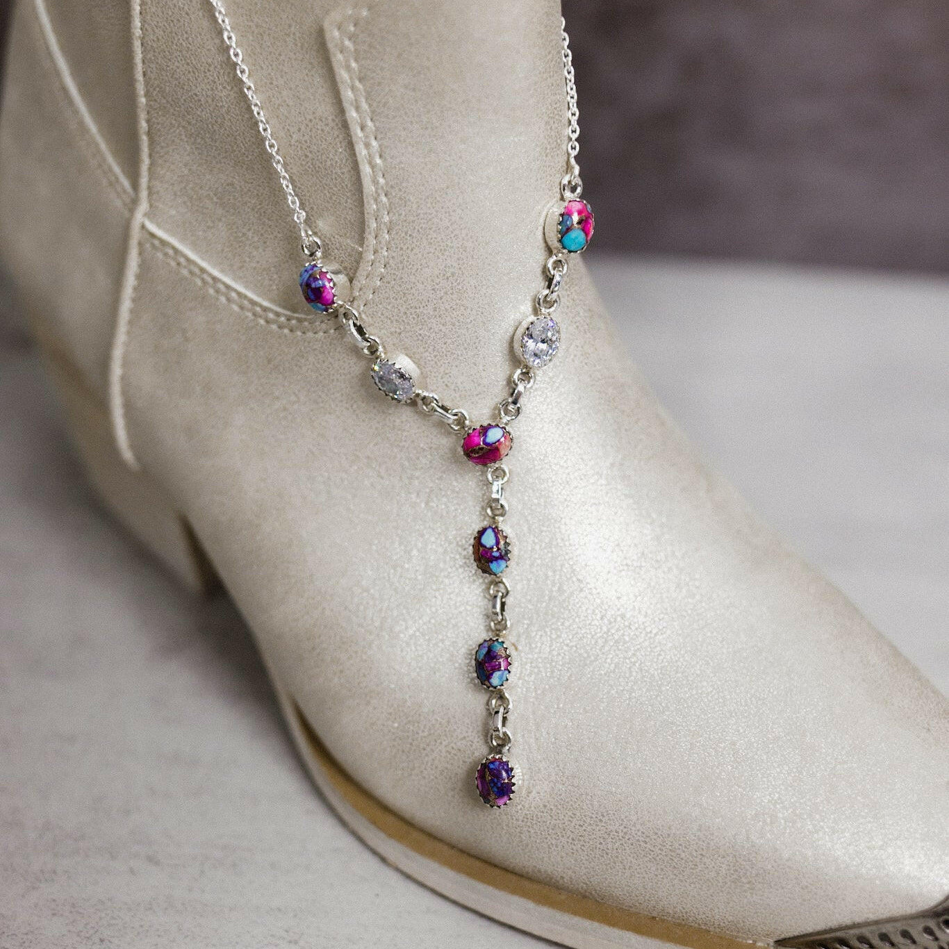 Krystal Krushed Stone Lariat Necklace-Chain Necklaces-Krush Kandy, Women's Online Fashion Boutique Located in Phoenix, Arizona (Scottsdale Area)