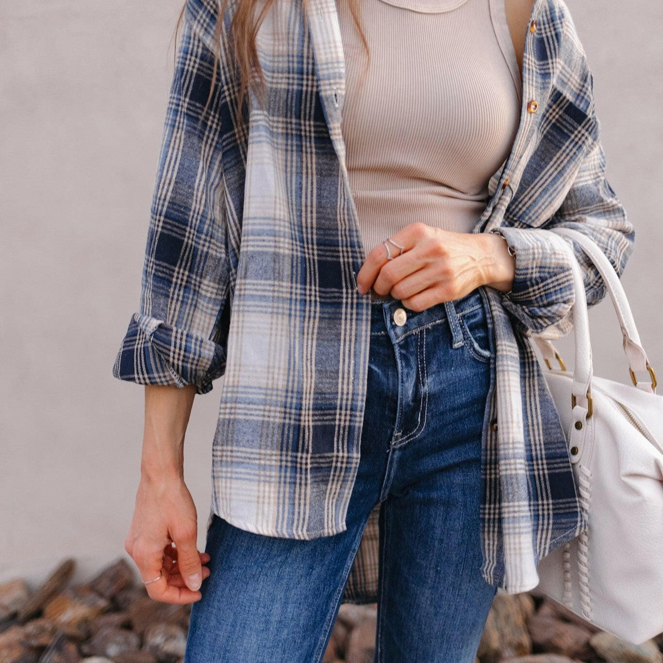 Mandy Plaid Collared Neck Long Sleeve Shirt-Long Sleeve Tops-Krush Kandy, Women's Online Fashion Boutique Located in Phoenix, Arizona (Scottsdale Area)