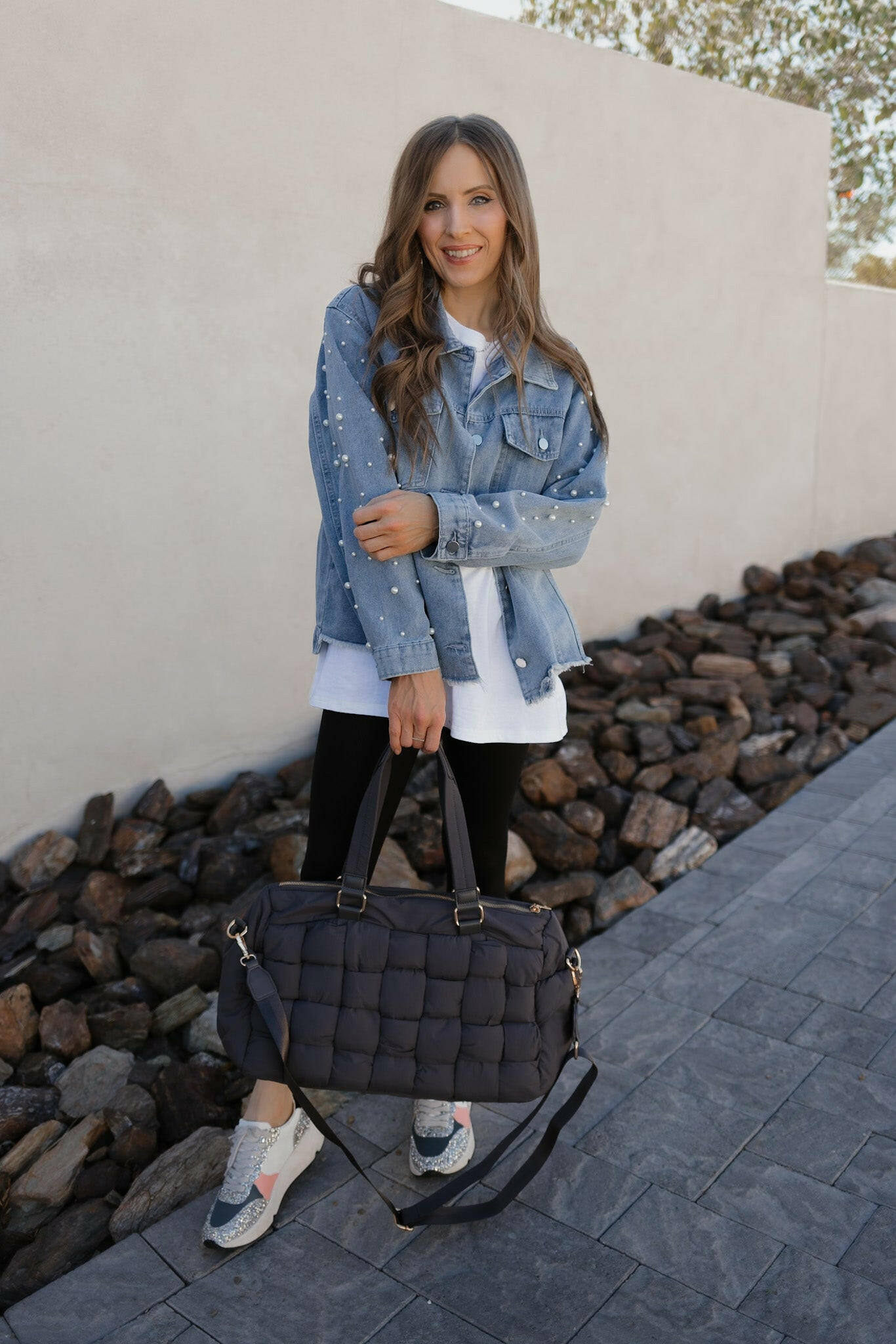 Pearly Girly Peal Denim Jacket-Jackets-Krush Kandy, Women's Online Fashion Boutique Located in Phoenix, Arizona (Scottsdale Area)