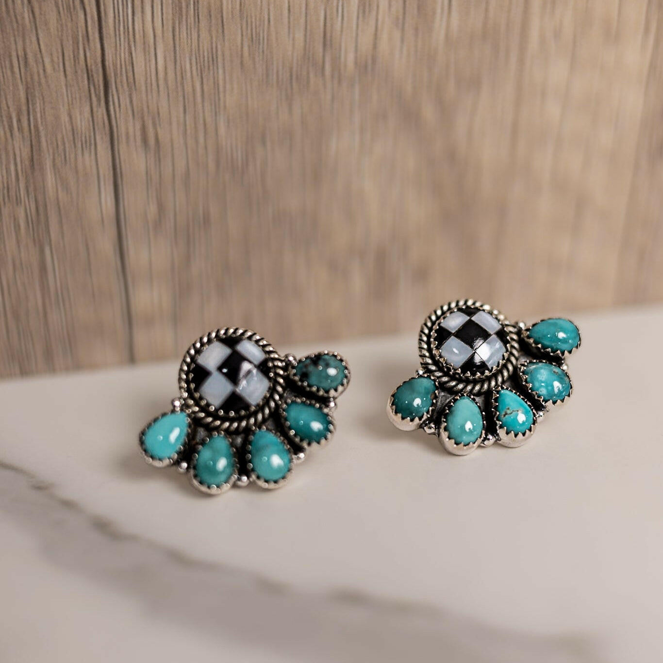 Little Baby Cluster Checkered Earrings-Stud Earrings-Krush Kandy, Women's Online Fashion Boutique Located in Phoenix, Arizona (Scottsdale Area)
