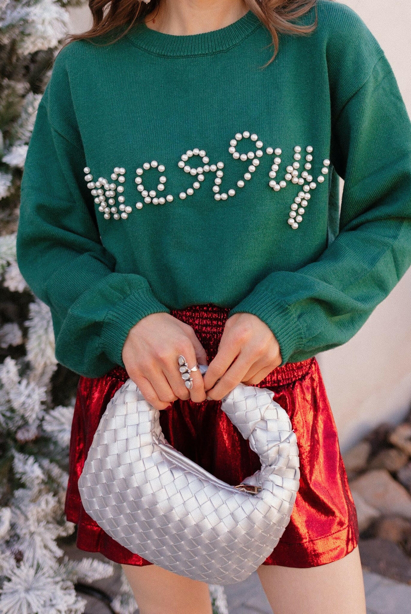 Pines & Peppermint Knit Merry Sweatshirt-Sweaters-Krush Kandy, Women's Online Fashion Boutique Located in Phoenix, Arizona (Scottsdale Area)