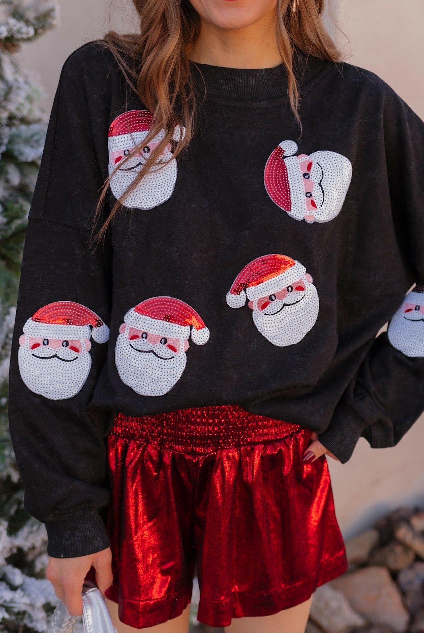 Santa Squad Sequin Knit Sweater-Sweaters-Krush Kandy, Women's Online Fashion Boutique Located in Phoenix, Arizona (Scottsdale Area)