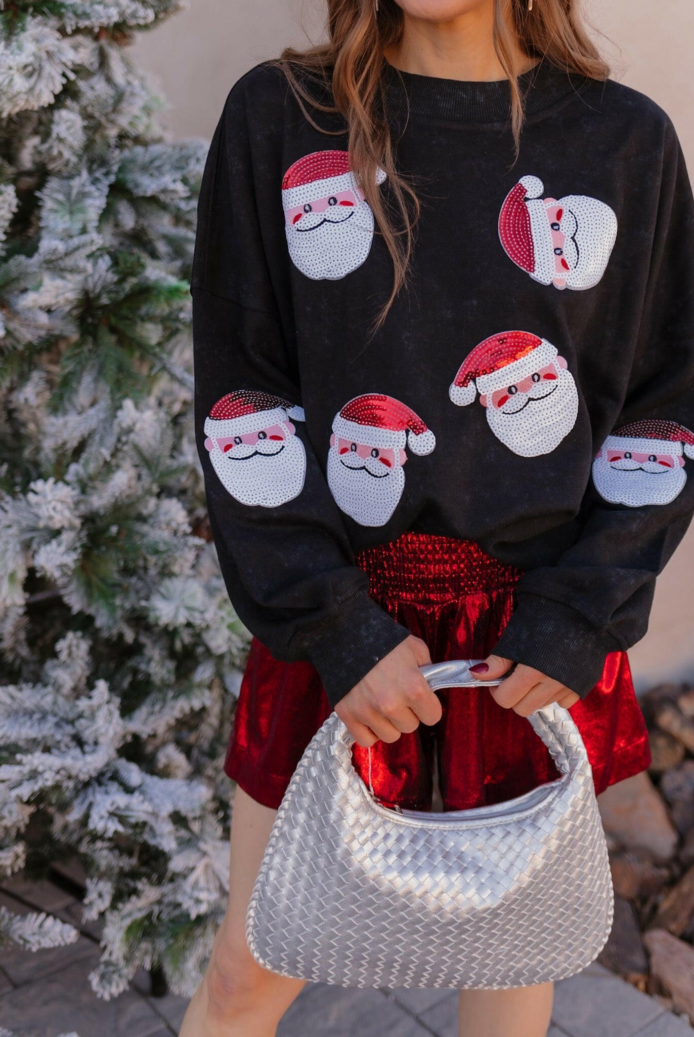 Santa Squad Sequin Knit Sweater-Sweaters-Krush Kandy, Women's Online Fashion Boutique Located in Phoenix, Arizona (Scottsdale Area)