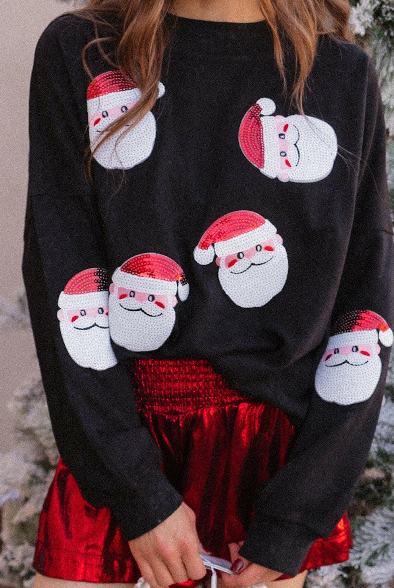 Santa Squad Sequin Knit Sweater-Sweaters-Krush Kandy, Women's Online Fashion Boutique Located in Phoenix, Arizona (Scottsdale Area)