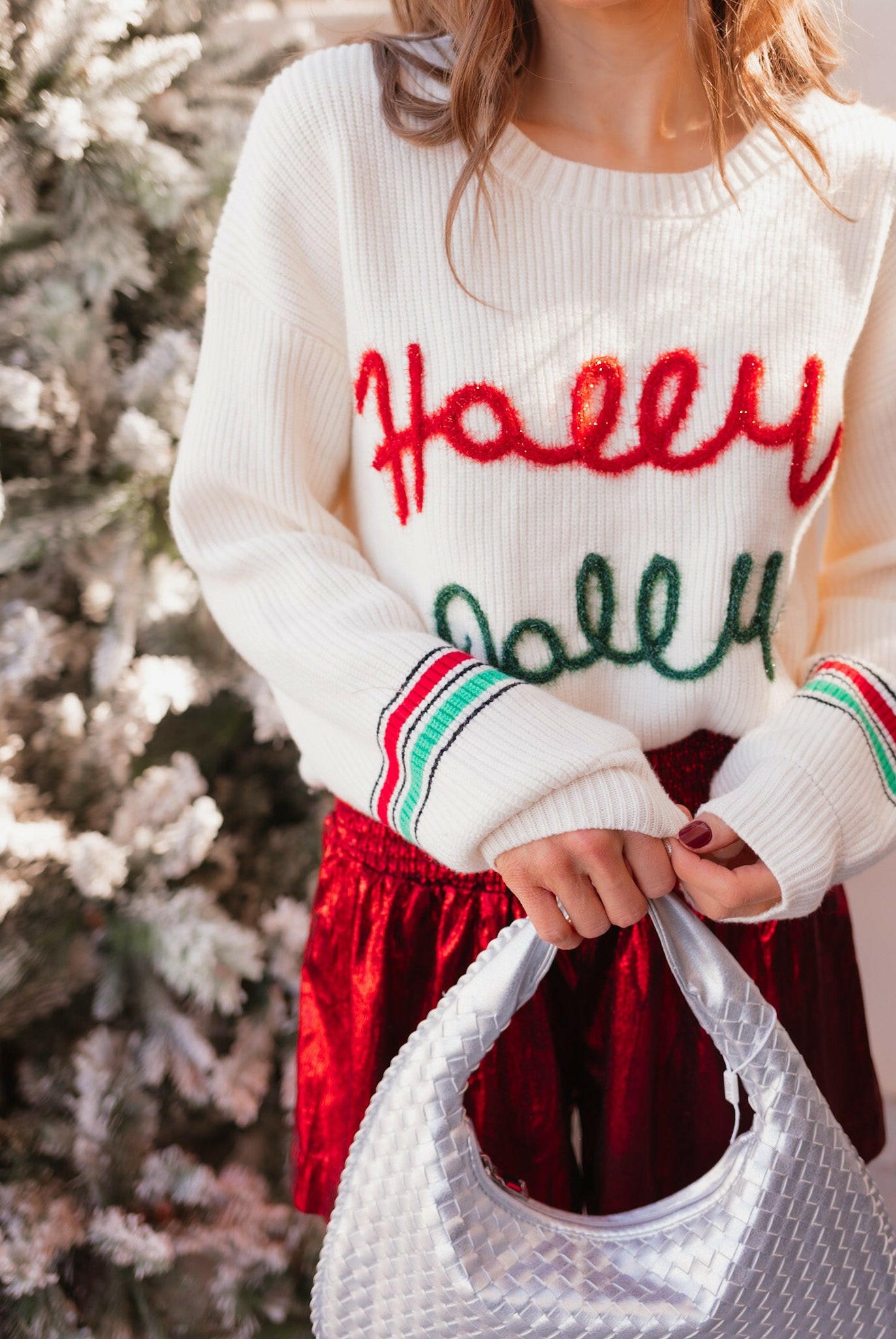 Tinsel Town Holly & Jolly Knit Sweater-Sweaters-Krush Kandy, Women's Online Fashion Boutique Located in Phoenix, Arizona (Scottsdale Area)