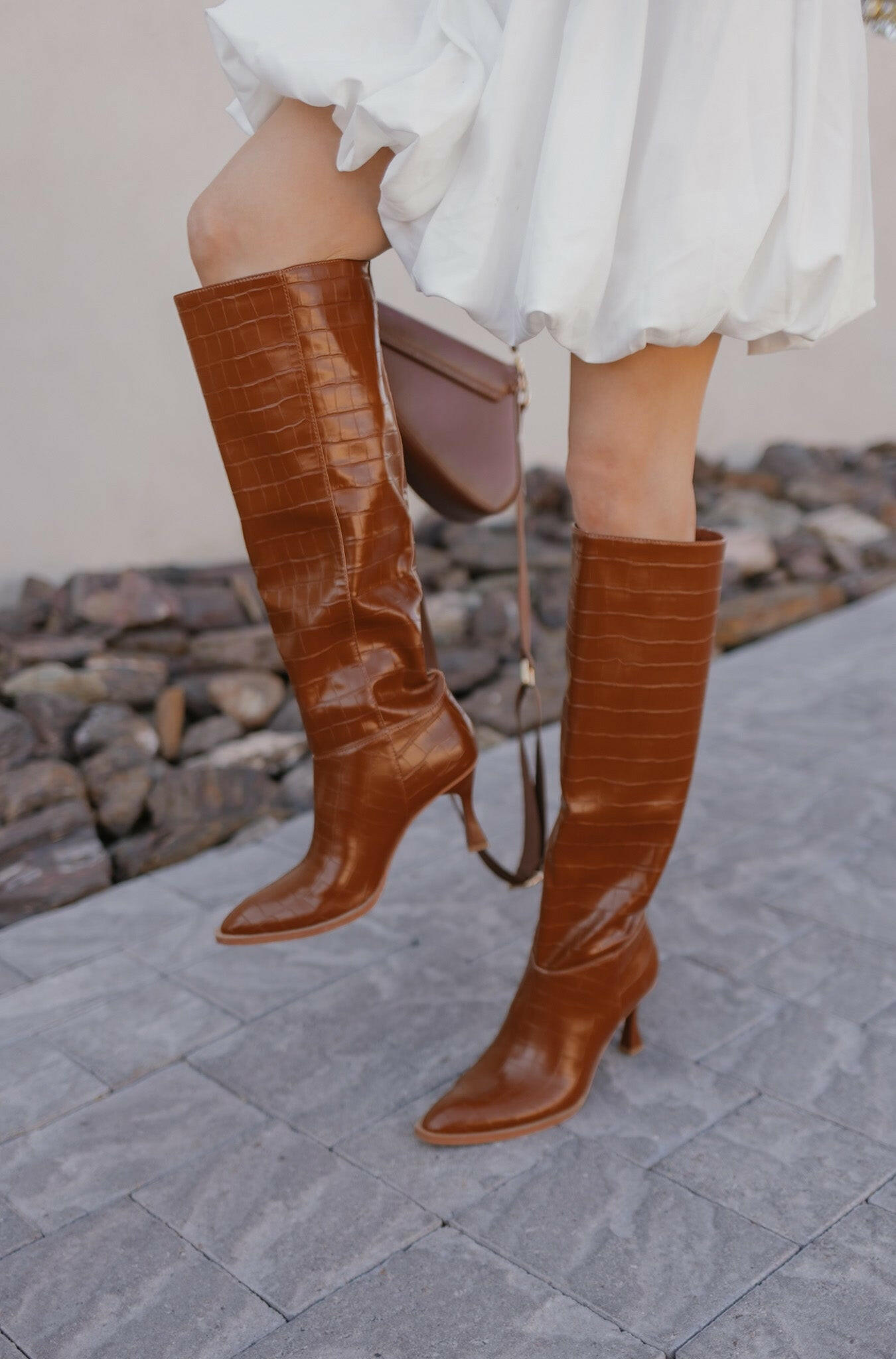 The Vanessa Boot | Reptile Print Knee High Boot Brown-Boots-Krush Kandy, Women's Online Fashion Boutique Located in Phoenix, Arizona (Scottsdale Area)
