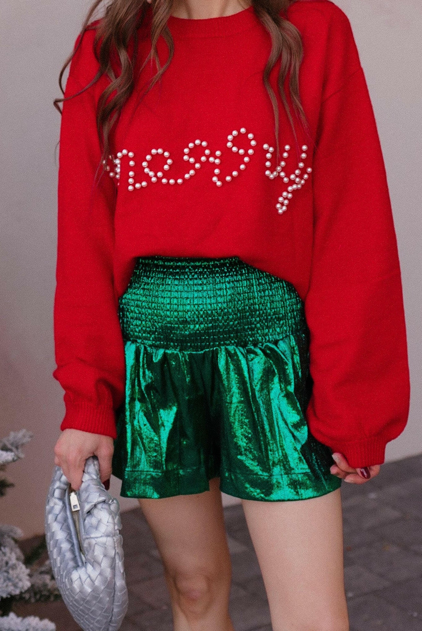 Pines & Peppermint Knit Merry Sweatshirt-Sweaters-Krush Kandy, Women's Online Fashion Boutique Located in Phoenix, Arizona (Scottsdale Area)