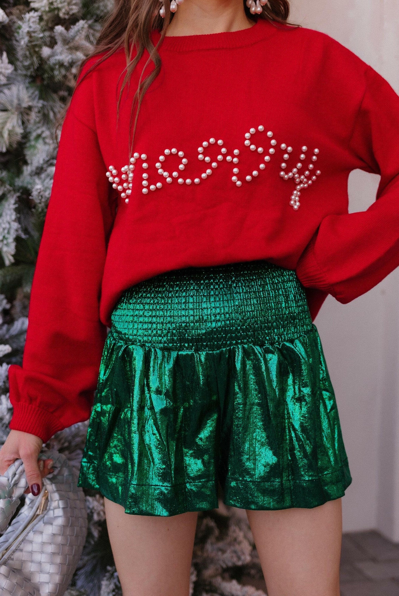 Pines & Peppermint Knit Merry Sweatshirt-Sweaters-Krush Kandy, Women's Online Fashion Boutique Located in Phoenix, Arizona (Scottsdale Area)