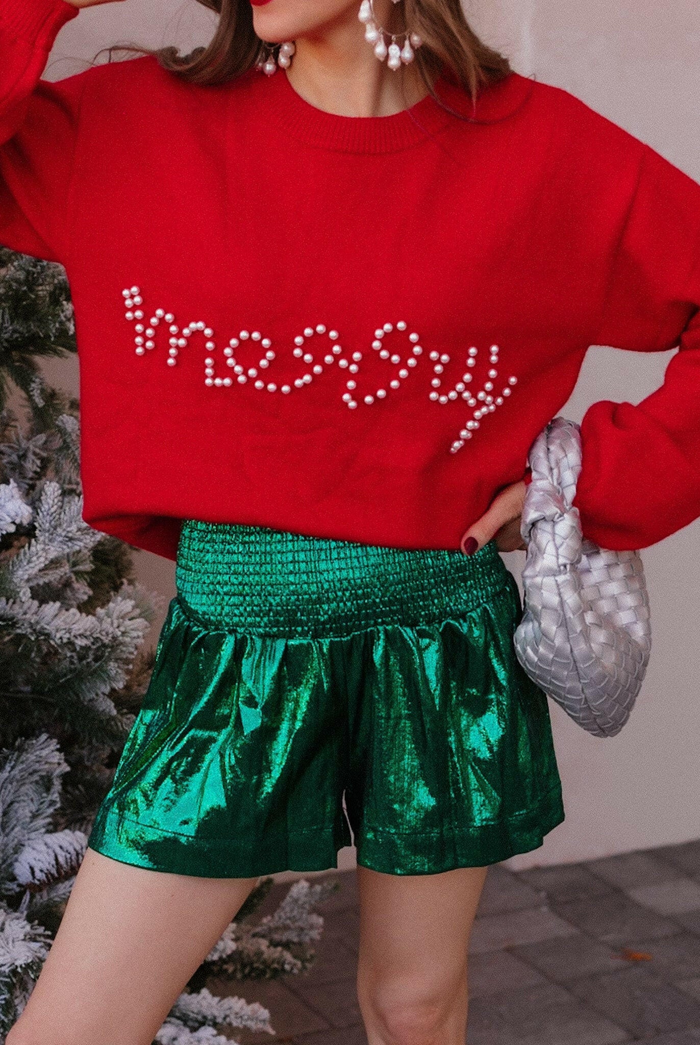 Pines & Peppermint Knit Merry Sweatshirt-Sweaters-Krush Kandy, Women's Online Fashion Boutique Located in Phoenix, Arizona (Scottsdale Area)