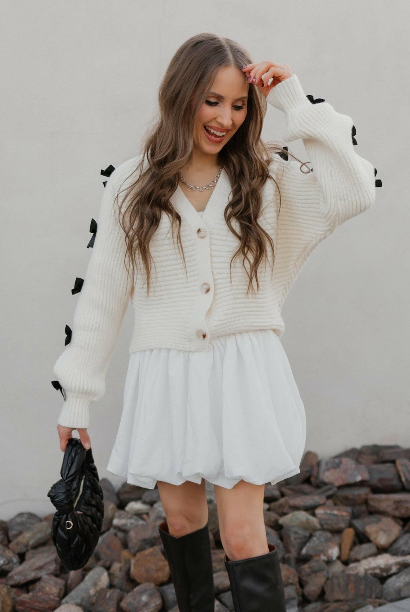Mademoiselle Bow Sleeve Cardigan-Cardigans-Krush Kandy, Women's Online Fashion Boutique Located in Phoenix, Arizona (Scottsdale Area)