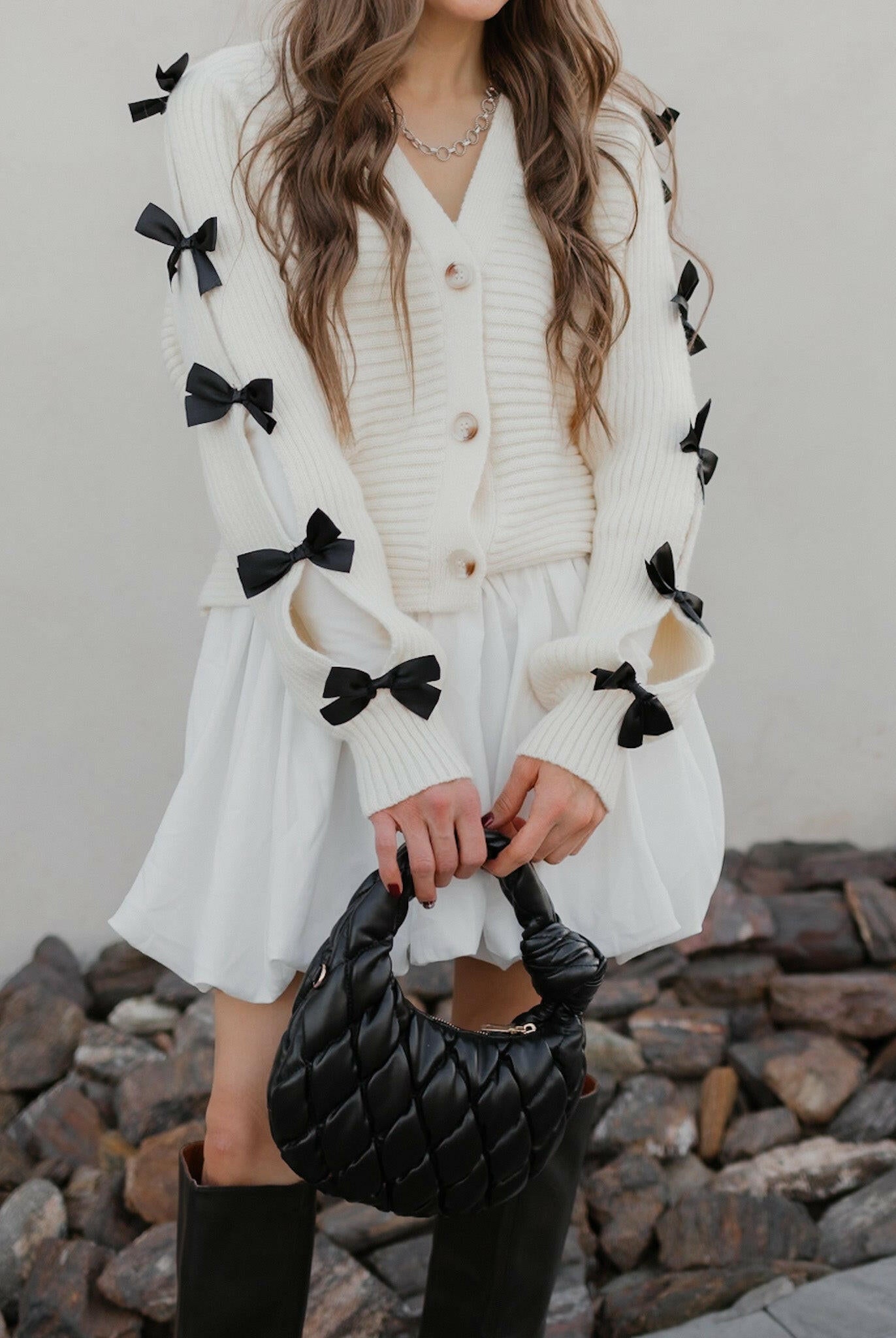 Mademoiselle Bow Sleeve Cardigan-Cardigans-Krush Kandy, Women's Online Fashion Boutique Located in Phoenix, Arizona (Scottsdale Area)