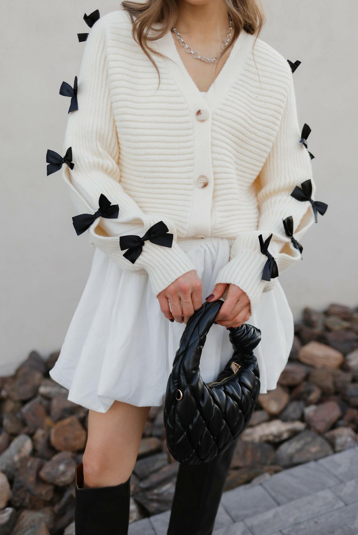 Mademoiselle Bow Sleeve Cardigan-Cardigans-Krush Kandy, Women's Online Fashion Boutique Located in Phoenix, Arizona (Scottsdale Area)