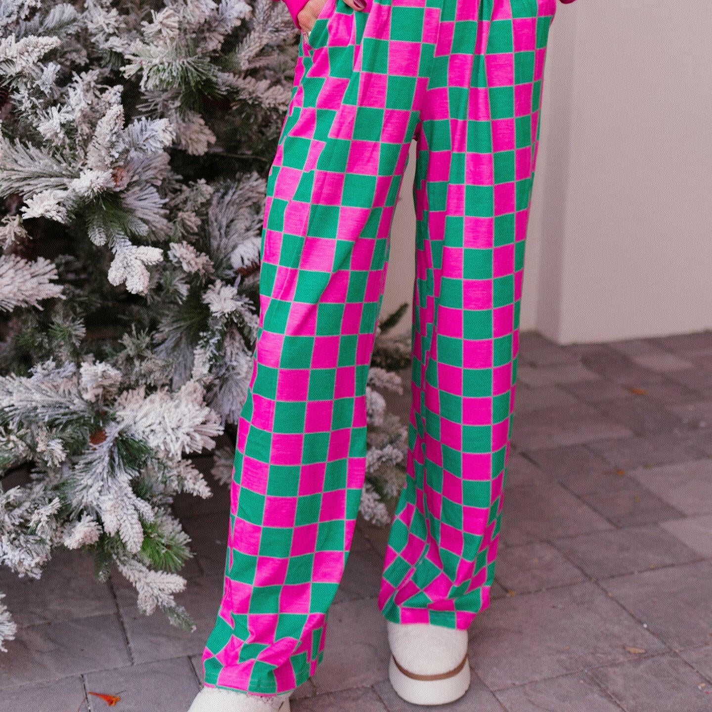 Pep Talk Checker Knit Pants-Bottoms-Krush Kandy, Women's Online Fashion Boutique Located in Phoenix, Arizona (Scottsdale Area)