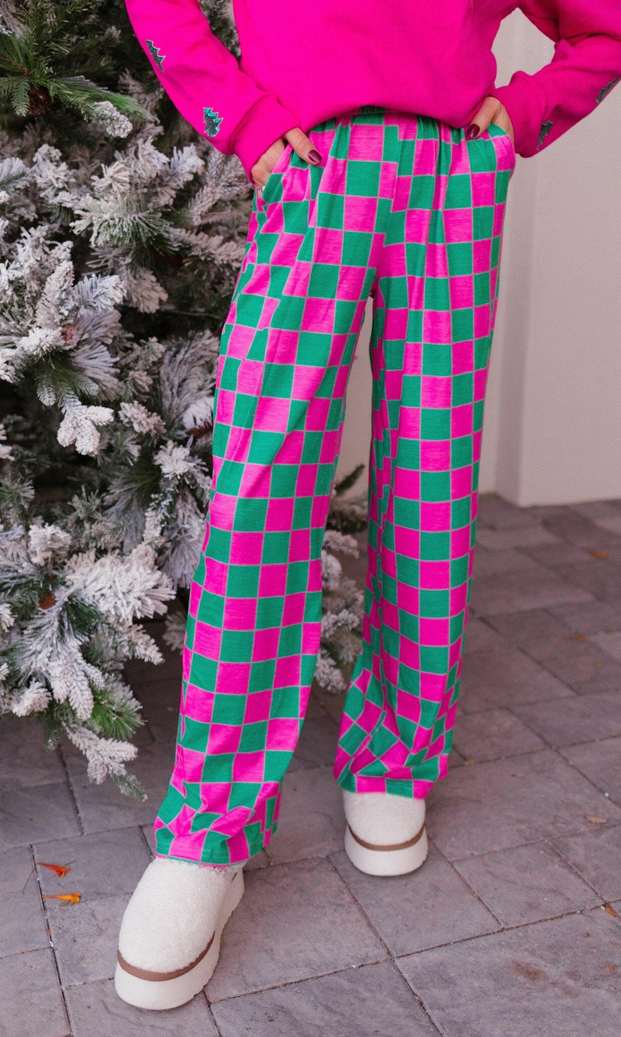 Pep Talk Checker Knit Pants-Bottoms-Krush Kandy, Women's Online Fashion Boutique Located in Phoenix, Arizona (Scottsdale Area)