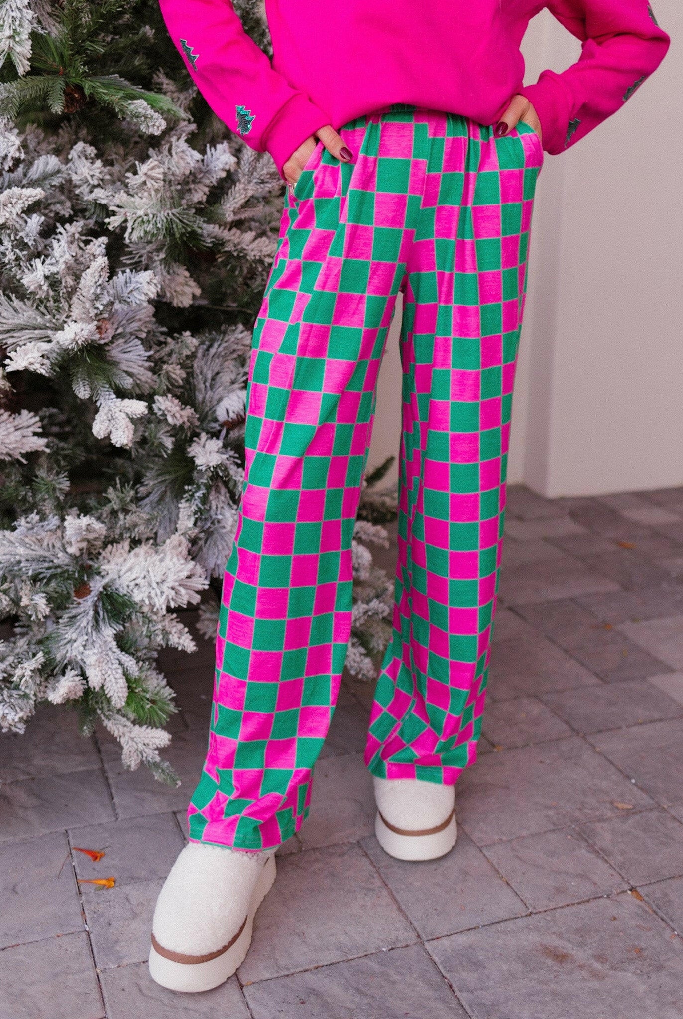 Pep Talk Checker Knit Pants-Bottoms-Krush Kandy, Women's Online Fashion Boutique Located in Phoenix, Arizona (Scottsdale Area)