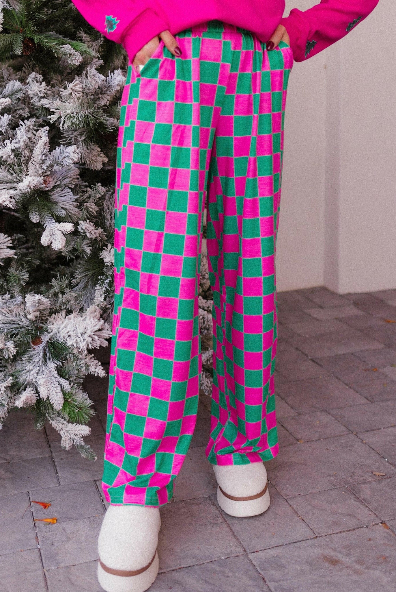 Pep Talk Checker Knit Pants-Bottoms-Krush Kandy, Women's Online Fashion Boutique Located in Phoenix, Arizona (Scottsdale Area)