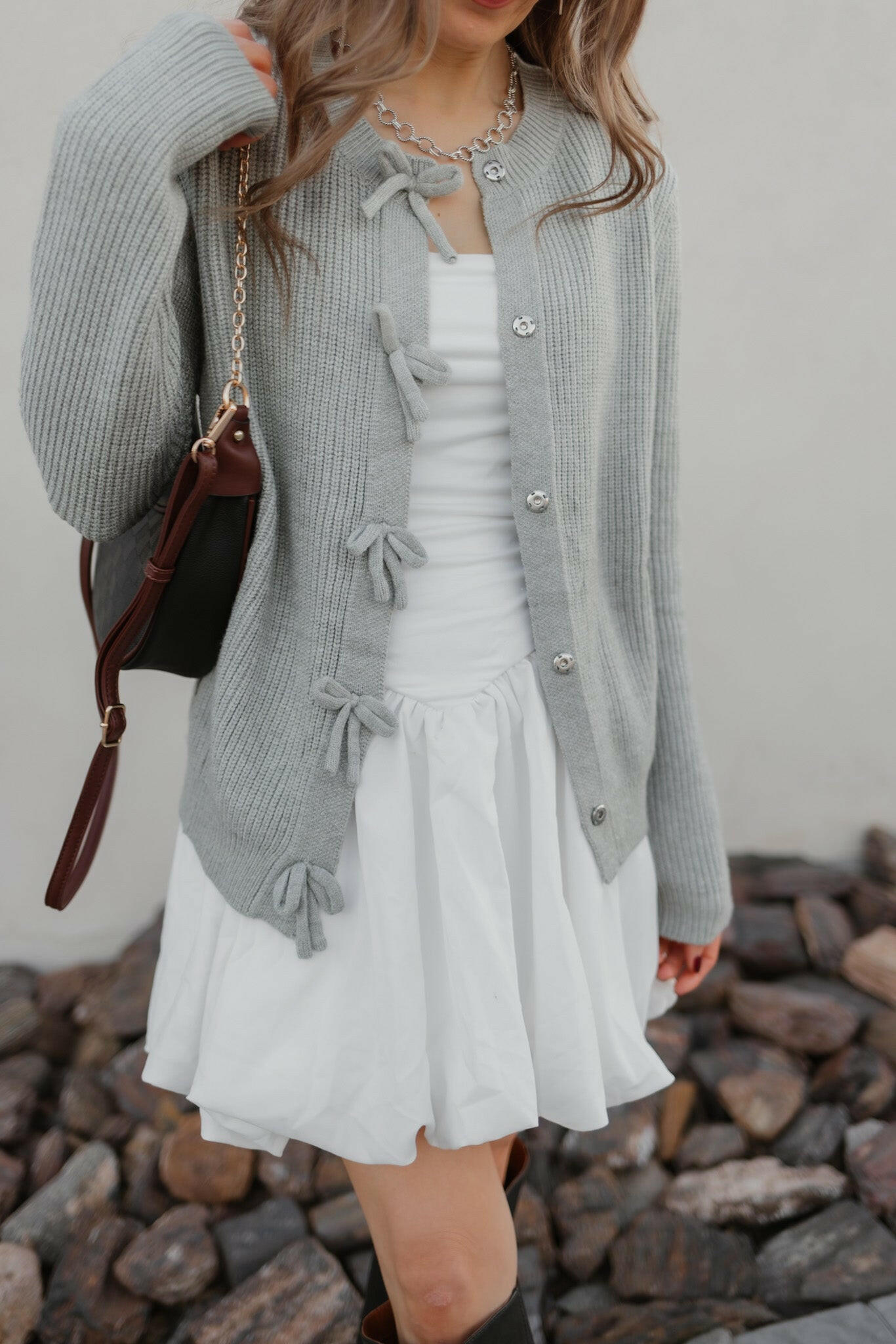 Mon Cherie Knit Bow-Front Cardigan-Cardigans-Krush Kandy, Women's Online Fashion Boutique Located in Phoenix, Arizona (Scottsdale Area)