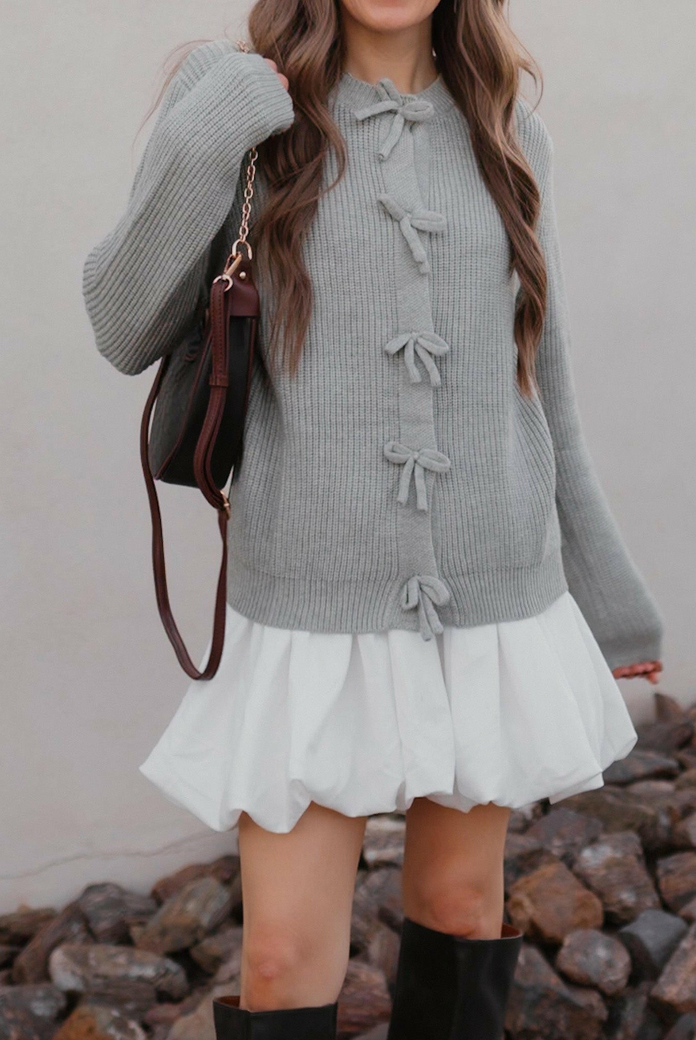 Mon Cherie Knit Bow-Front Cardigan-Cardigans-Krush Kandy, Women's Online Fashion Boutique Located in Phoenix, Arizona (Scottsdale Area)