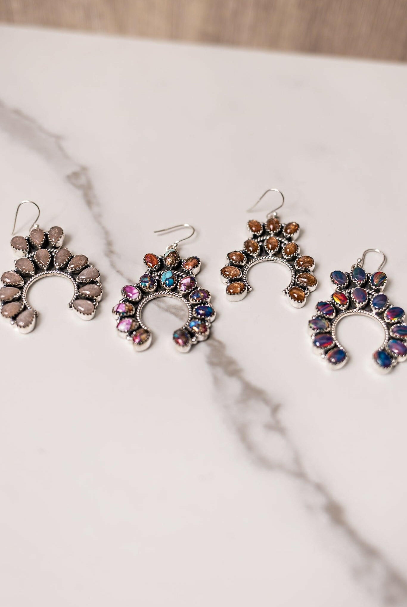 Lasso Luxe Horseshoe Stone Earrings-Stud Earrings-Krush Kandy, Women's Online Fashion Boutique Located in Phoenix, Arizona (Scottsdale Area)