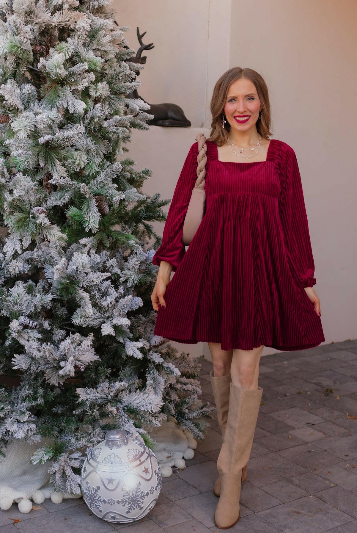 Tie-Back Square Neck Velvet Dress-Dresses-Krush Kandy, Women's Online Fashion Boutique Located in Phoenix, Arizona (Scottsdale Area)